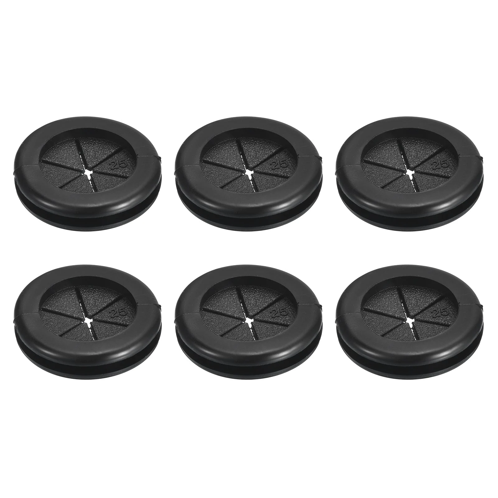 6Pcs Double Sided Rubber Grommets 13/16"(21mm) ID 1"(25mm) Drill Hole, Black