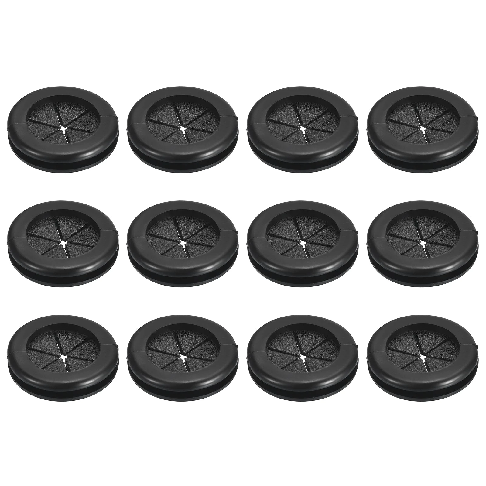 12Pcs Double Sided Rubber Grommets 13/16"(21mm) ID 1"(25mm) Drill Hole, Black