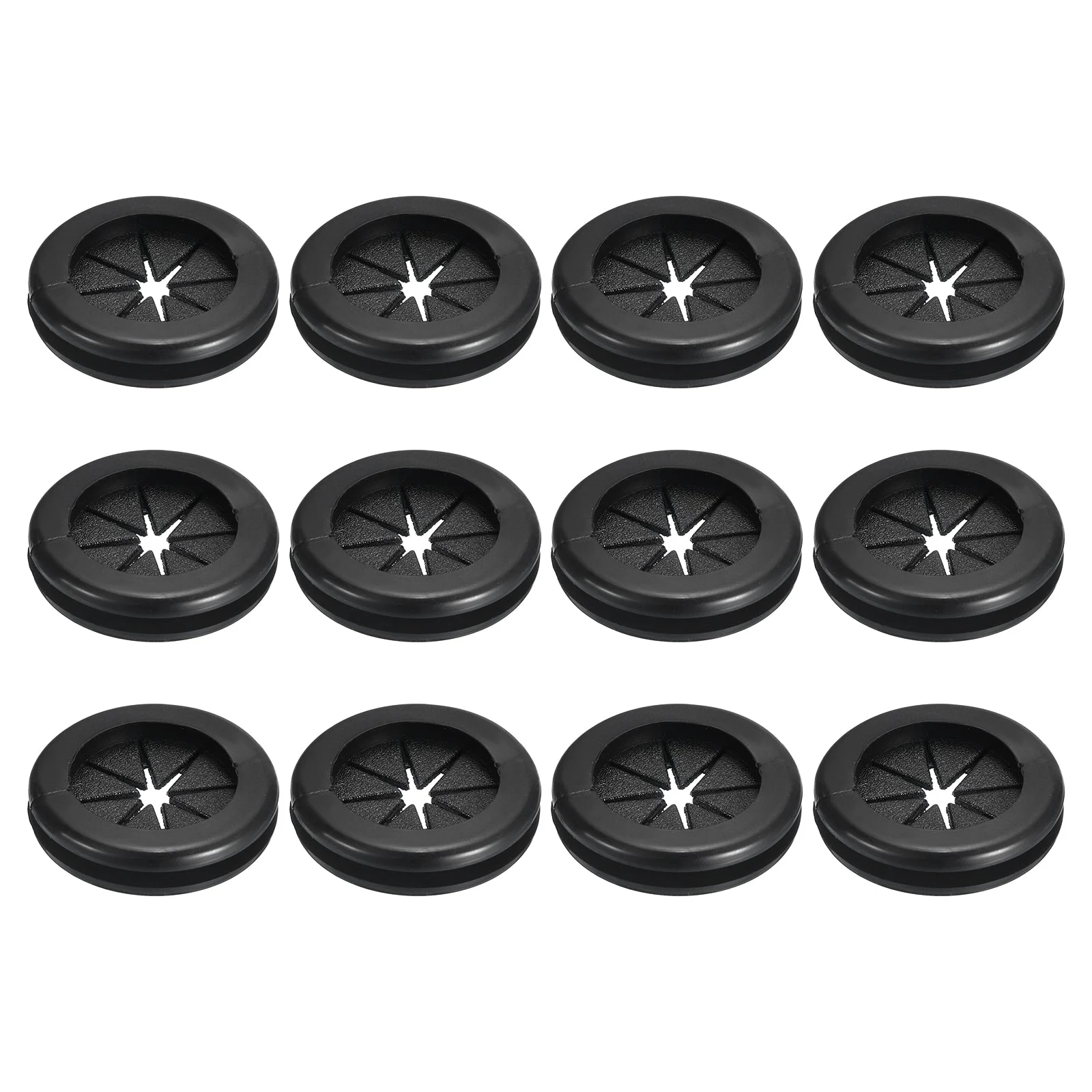 12Pcs Double Sided Rubber Grommet 15/16"(24mm) ID 1-1/16"(27mm) Drill Hole Black