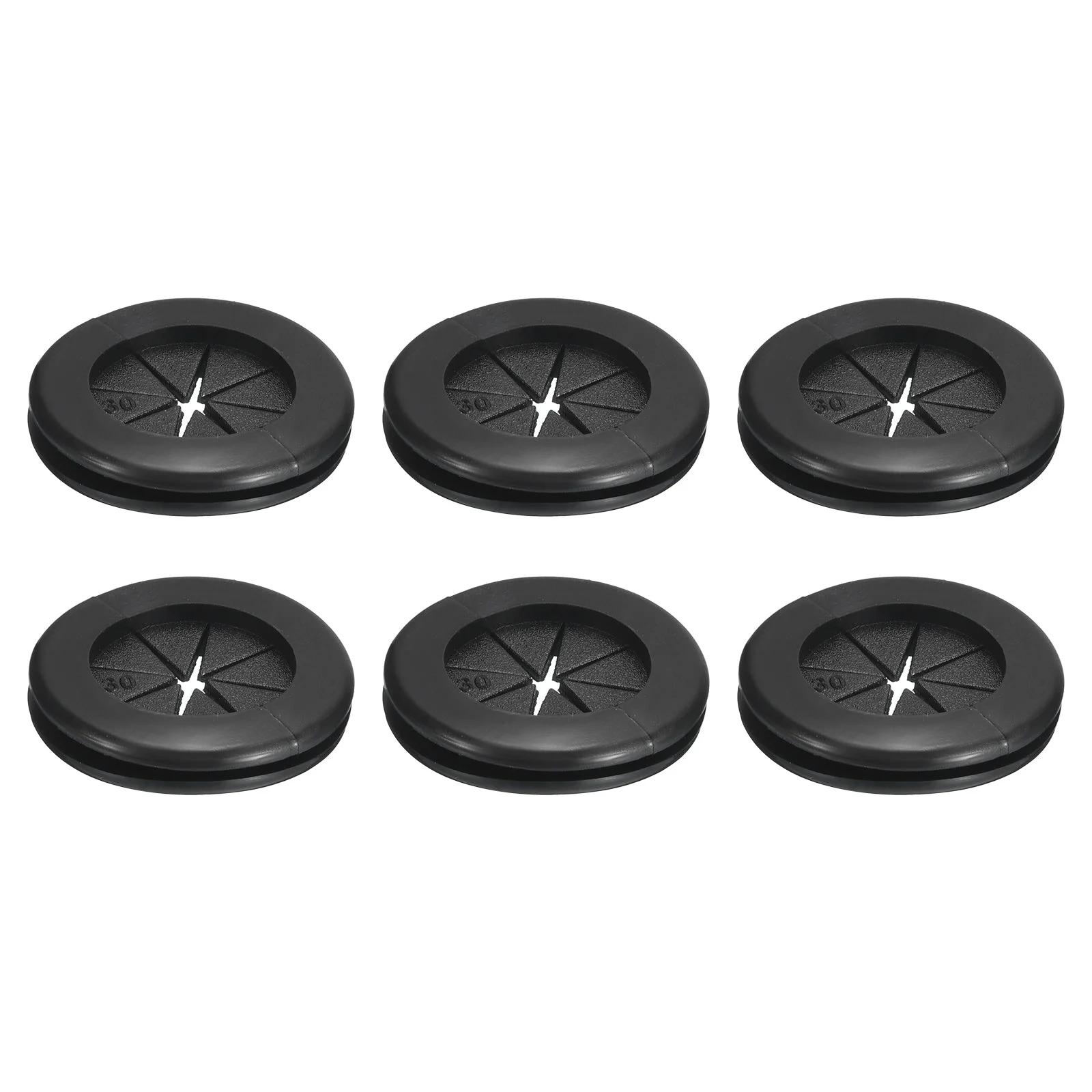 6Pcs Double Sided Rubber Grommets 1"(25mm) ID 1-3/16"(30mm)Drill Hole , Black