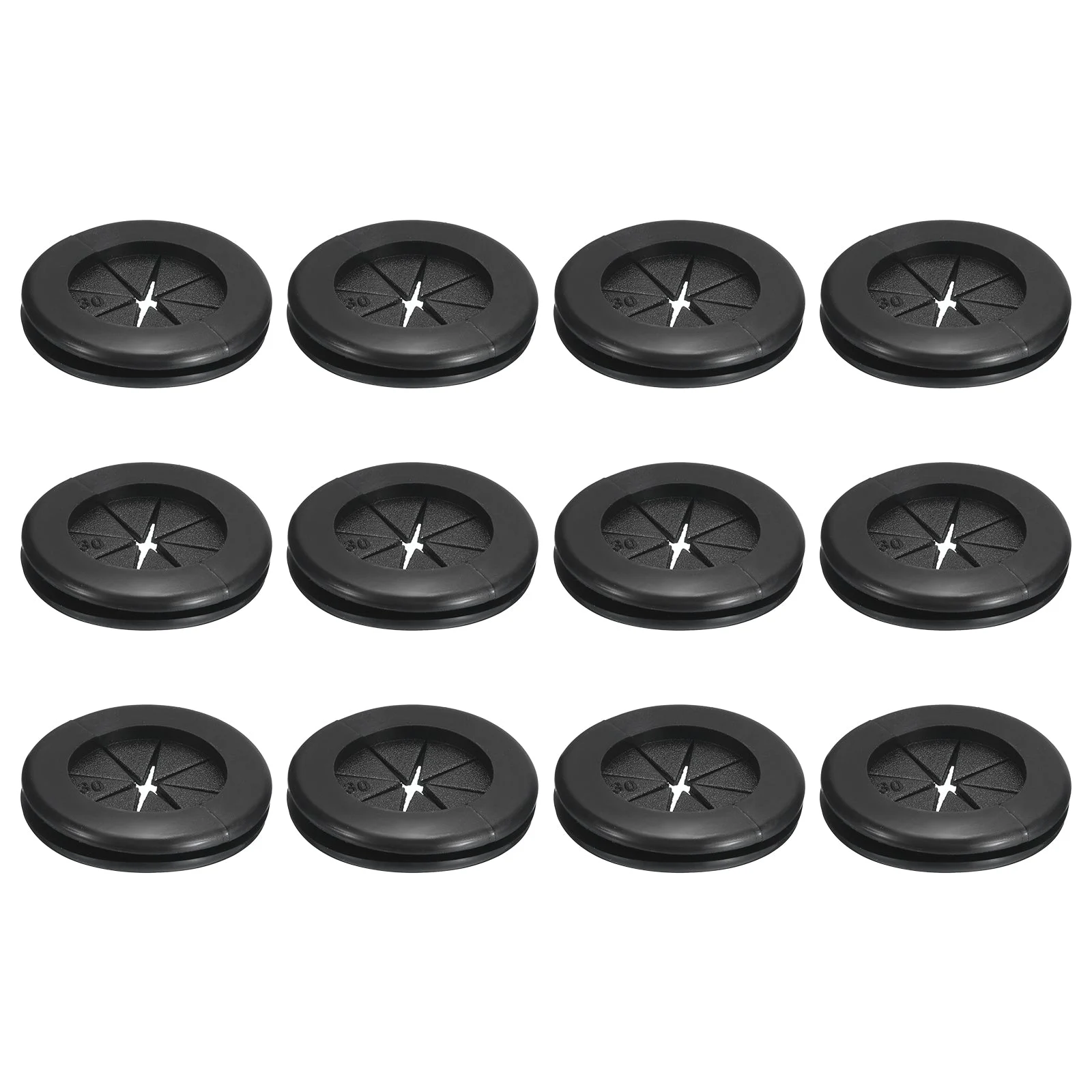 12Pcs Double Sided Rubber Grommets 1"(25mm) ID 1-3/16"(30mm)Drill Hole , Black