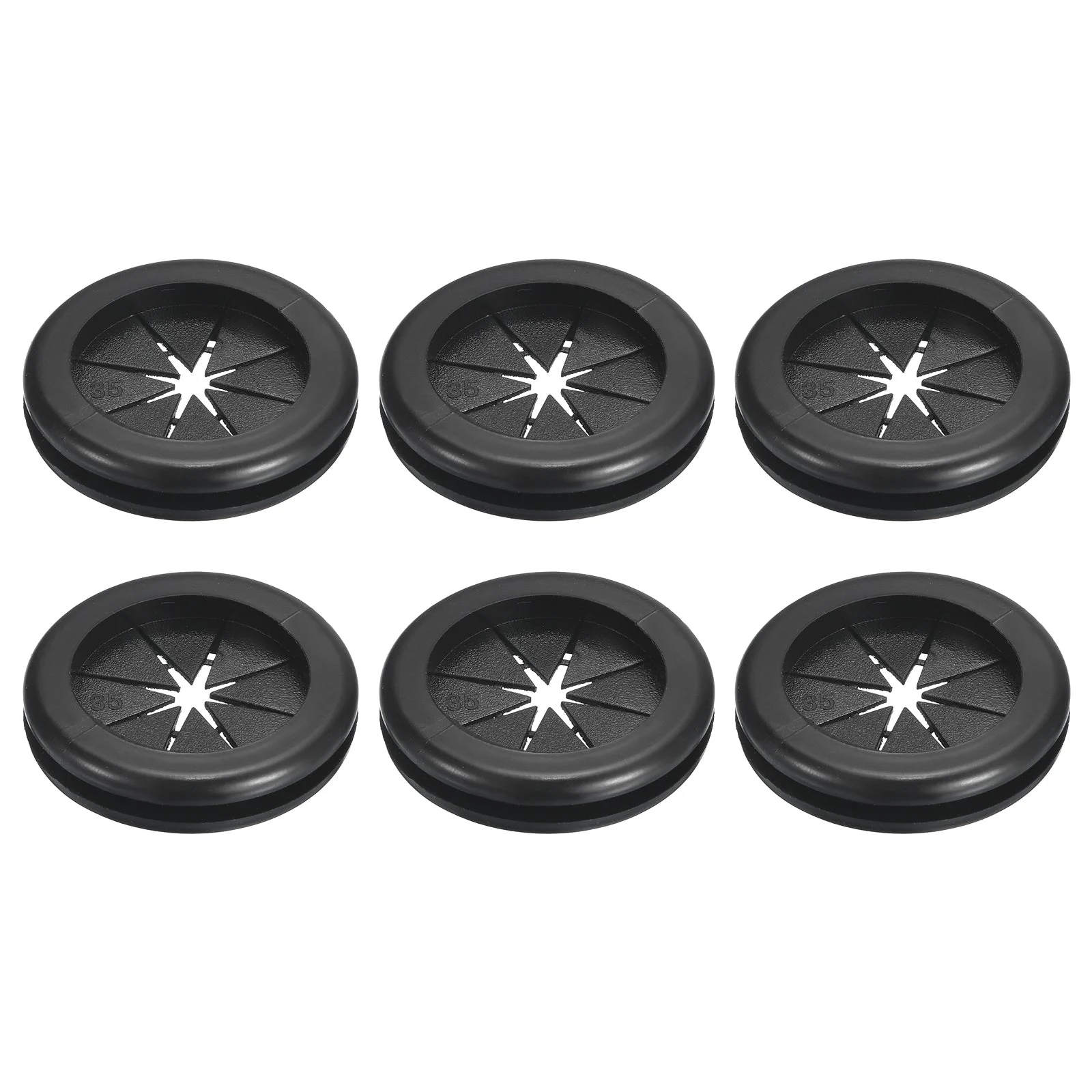 6Pcs Double Sided Rubber Grommets 1-1/14"(32mm) ID 1-3/8"(35mm) Drill Hole Black