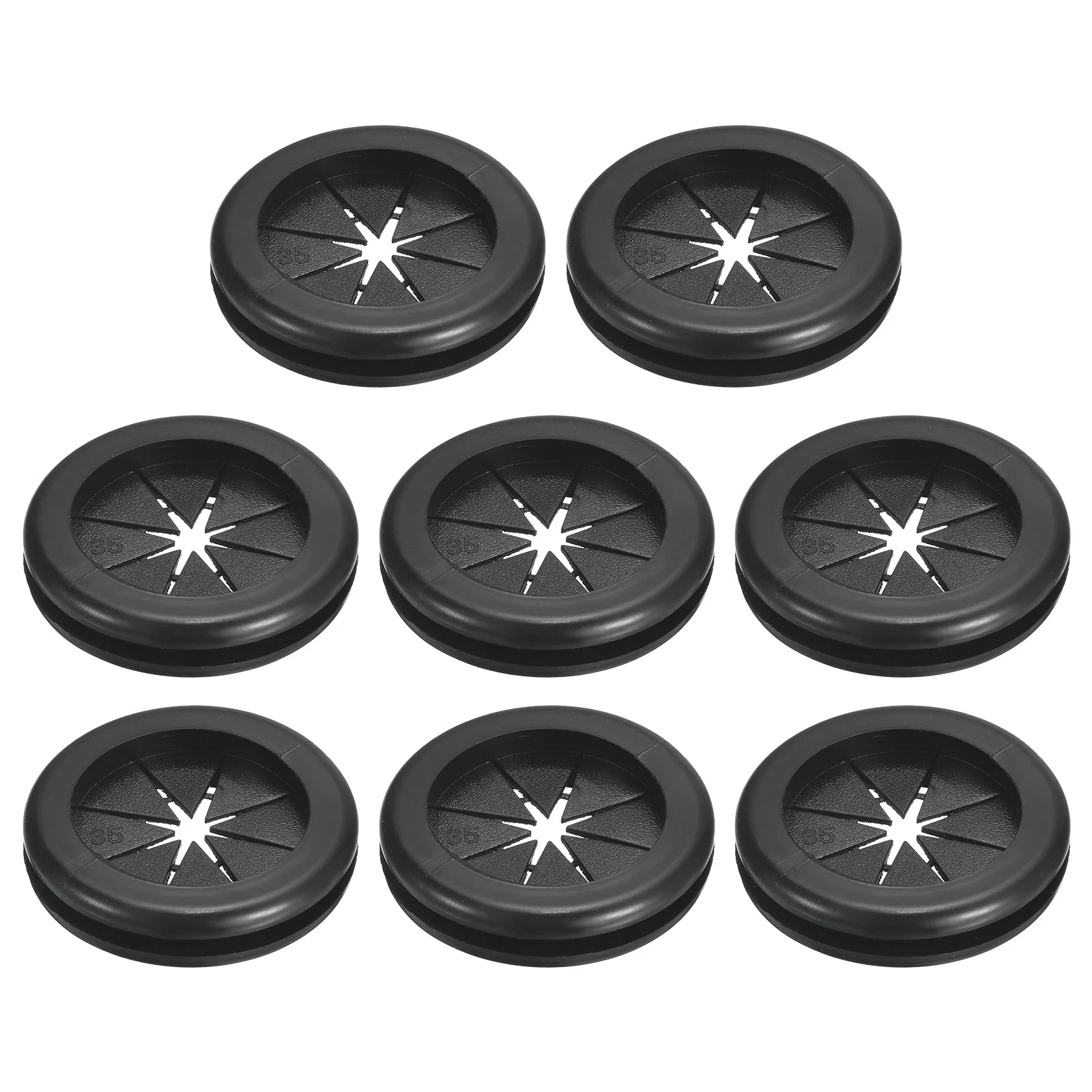 8Pcs Double Sided Rubber Grommet 1-1/14"(32mm) ID 1-3/8"(35mm) Drill Hole Black