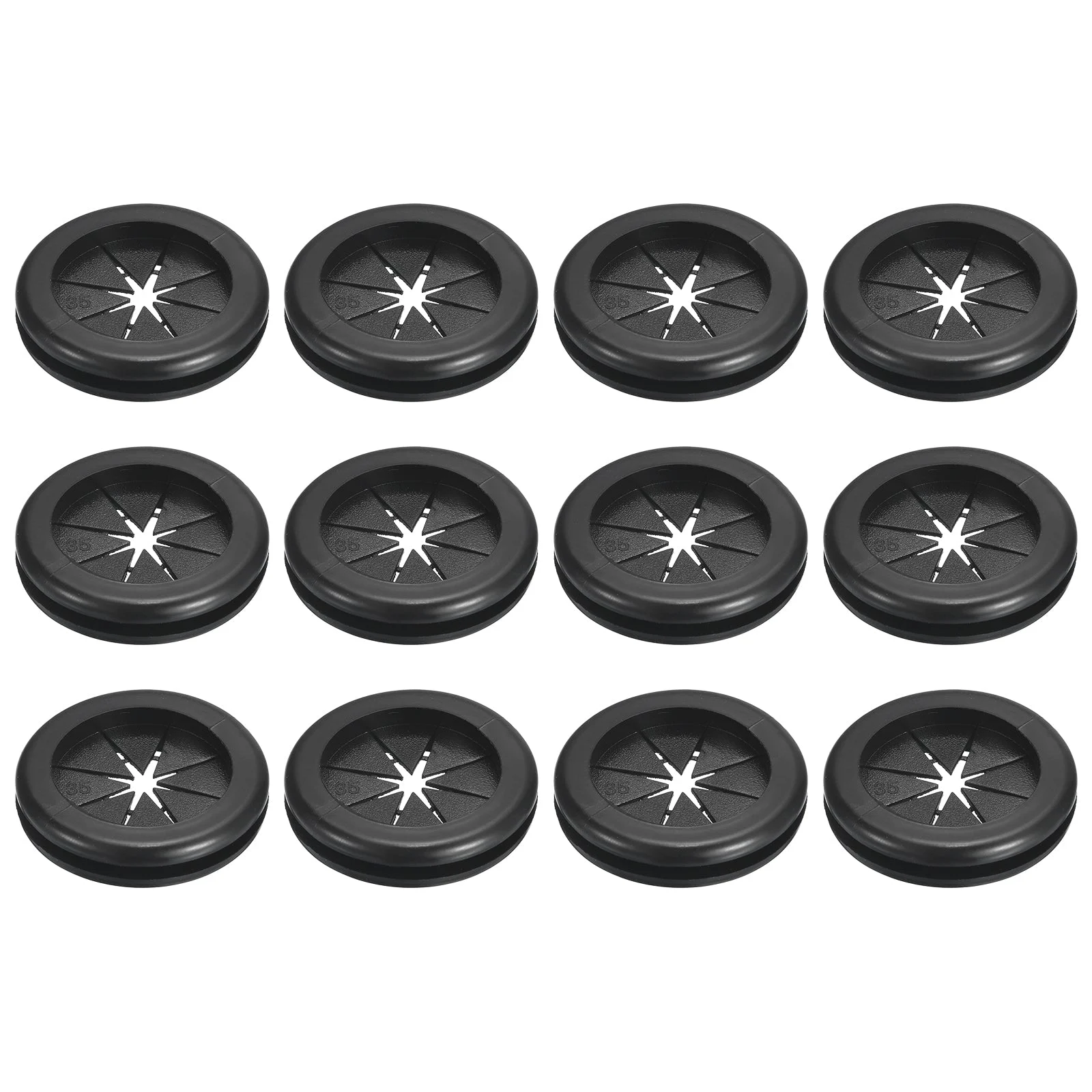 12Pcs Double Sided Rubber Grommet 1-1/14"(32mm) ID 1-3/8"(35mm) Drill Hole Black