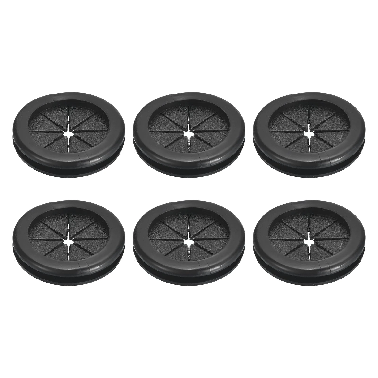 6Pcs Double Sided Rubber Grommets 1-1/14"(32mm) ID 1-1/2"(38mm) Drill Hole Black