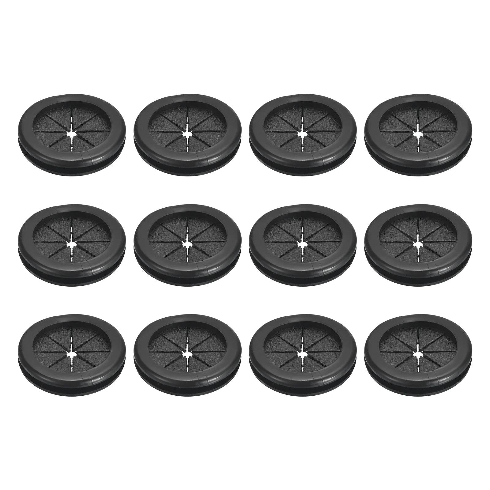12Pcs Double Sided Rubber Grommet 1-1/14"(32mm) ID 1-1/2"(38mm) Drill Hole Black