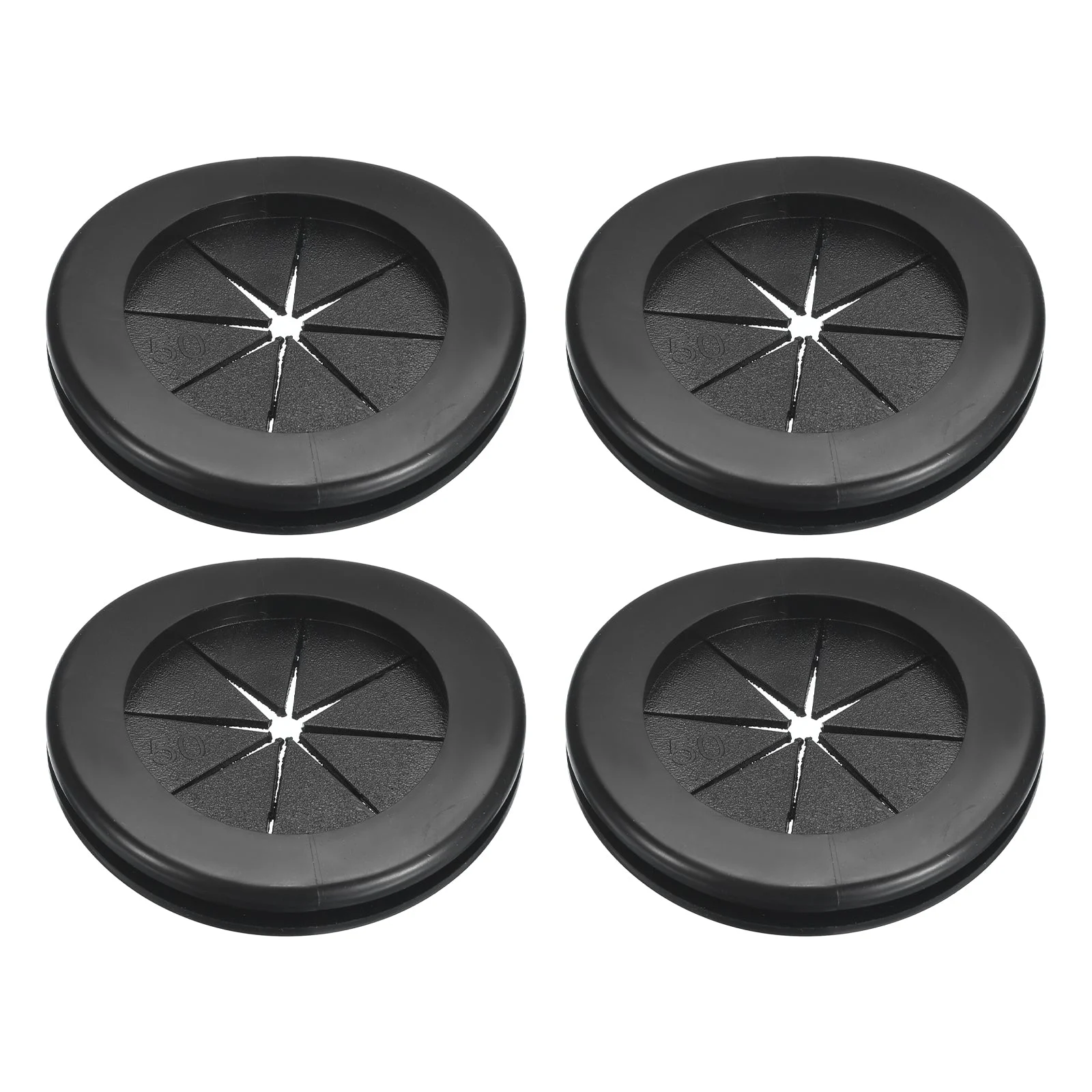 4Pcs Double Sided Rubber Grommets 1-5/8"(42mm) ID 2"(50mm) Drill Hole, Black