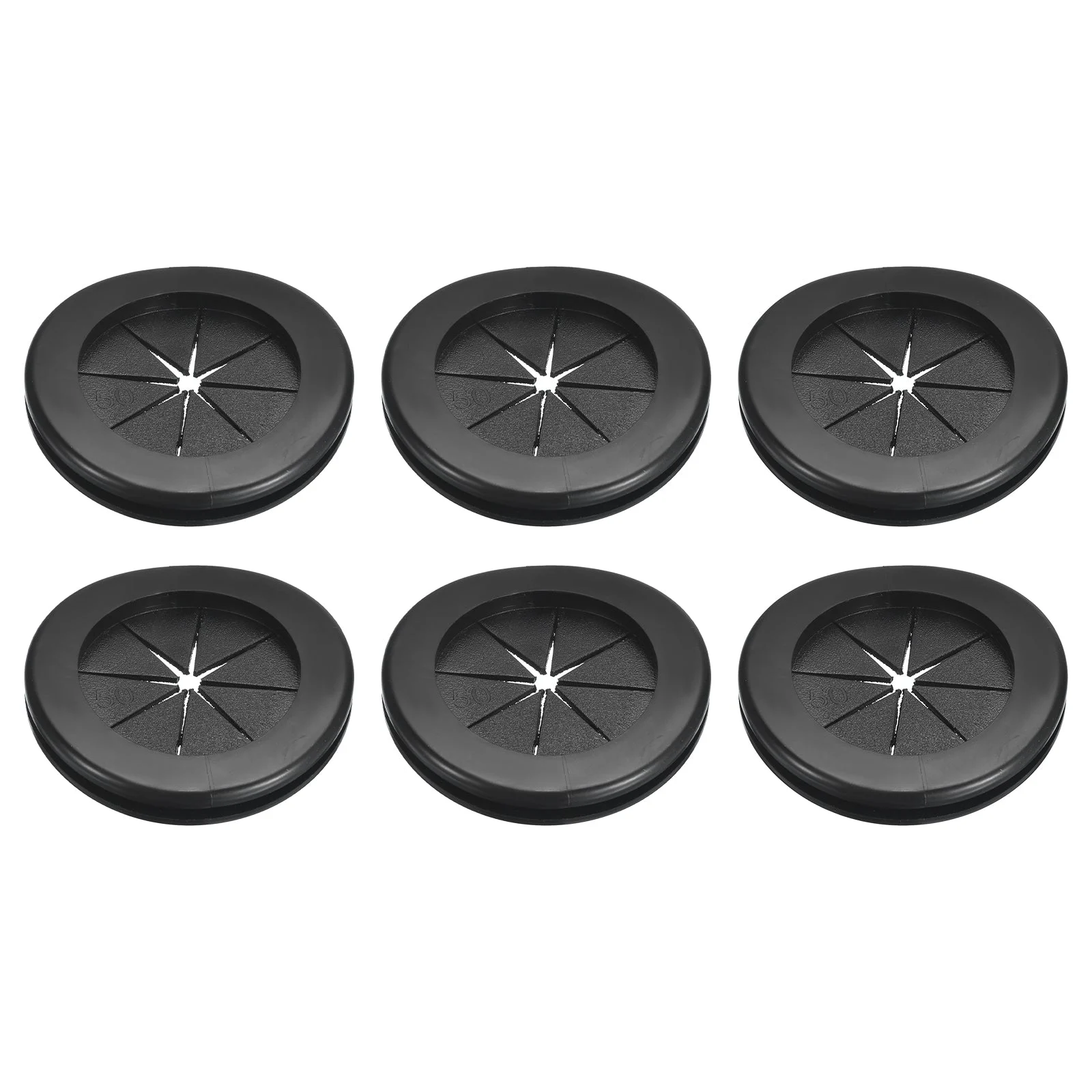 6Pcs Double Sided Rubber Grommets 1-5/8"(42mm) ID 2"(50mm) Drill Hole, Black