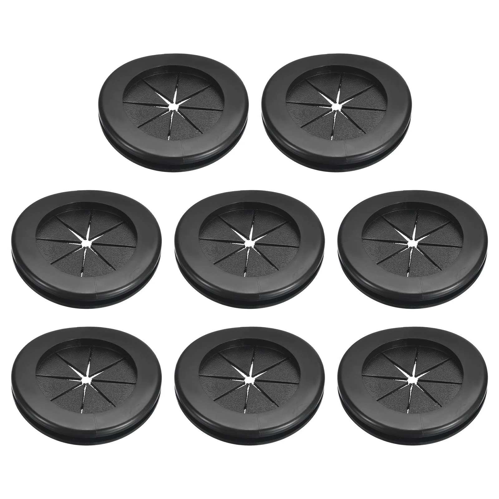 8Pcs Double Sided Rubber Grommets 1-5/8"(42mm) ID 2"(50mm) Drill Hole, Black