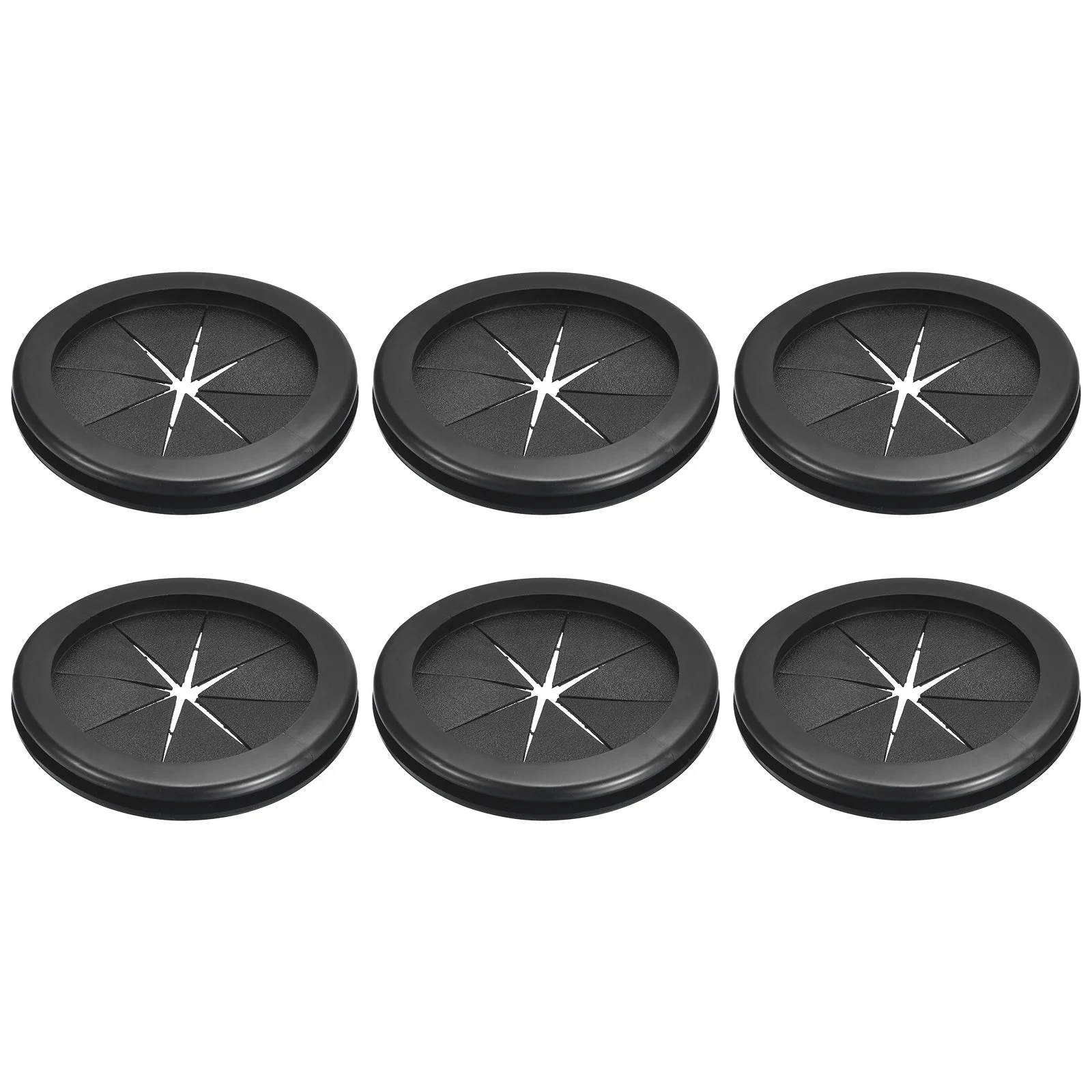 6Pcs Double Sided Rubber Grommets 2-7/16"(62mm) ID 2-3/4"(70mm) Drill Hole Black