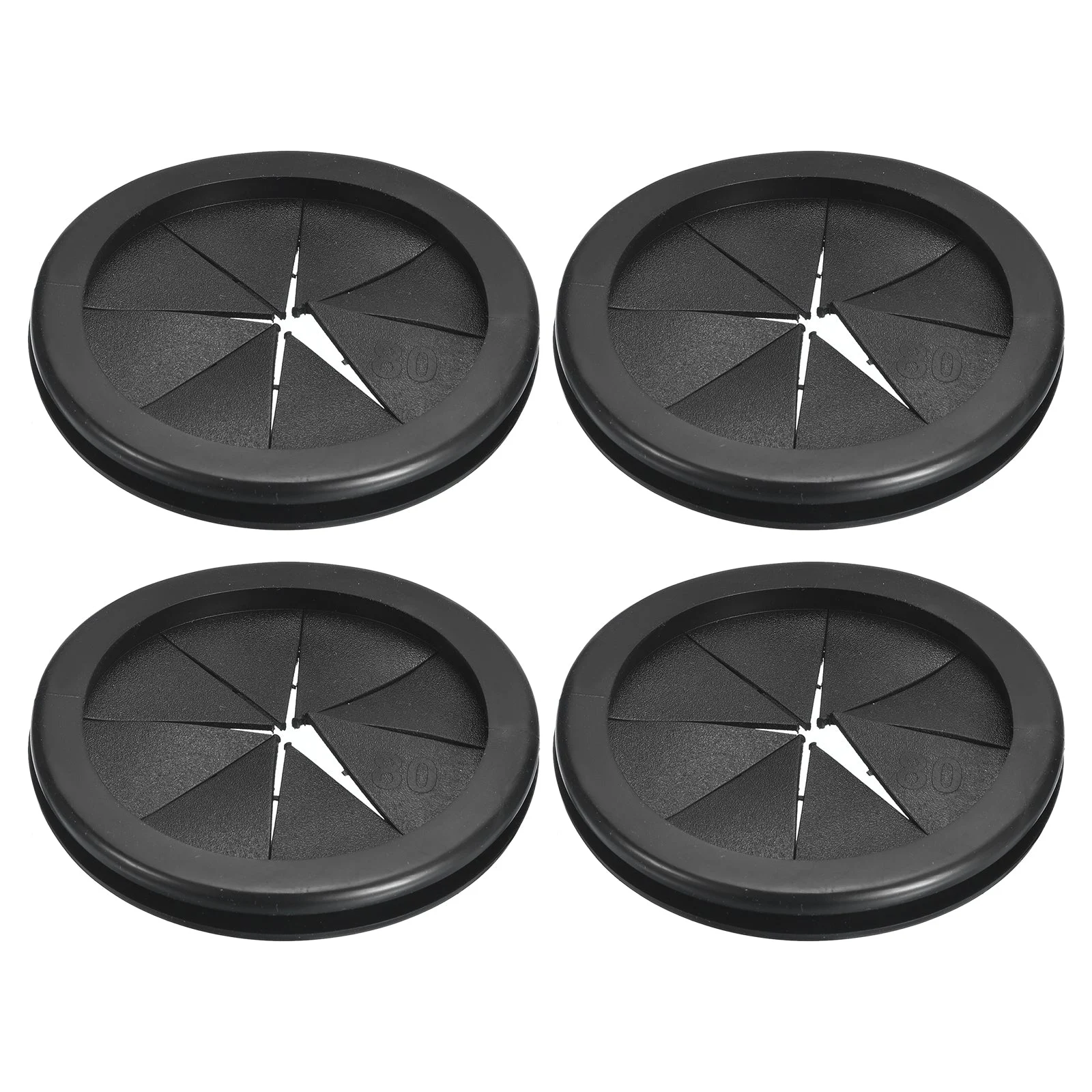 4Pcs Double Sided Rubber Grommet 2-13/16"(72mm) ID 3-1/8"(80mm) Drill Hole Black