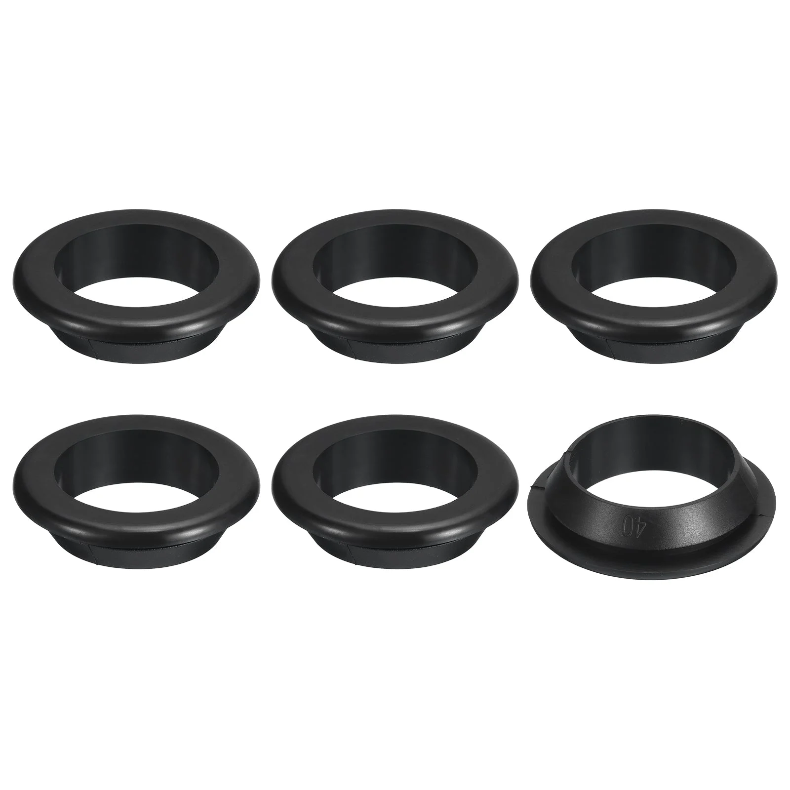 6 Pcs Rubber Grommets, 35mm ID 40mm Drill Hole Hollow Firewall Hole Plugs, Black