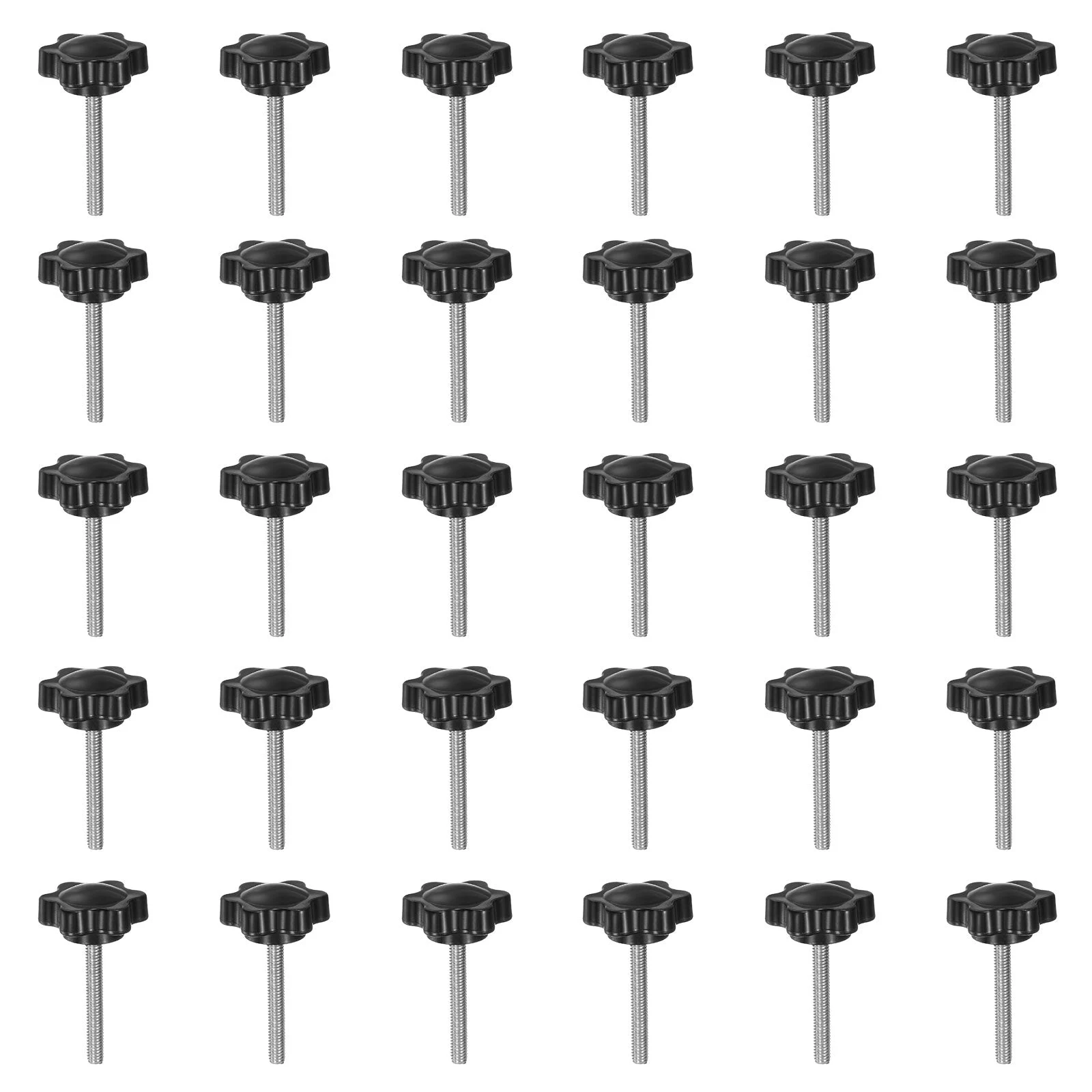 30pcs Star Knobs M4 x 30mm 304 Stainless Steel Stud 25mm 6-Star Head Thumb Screw