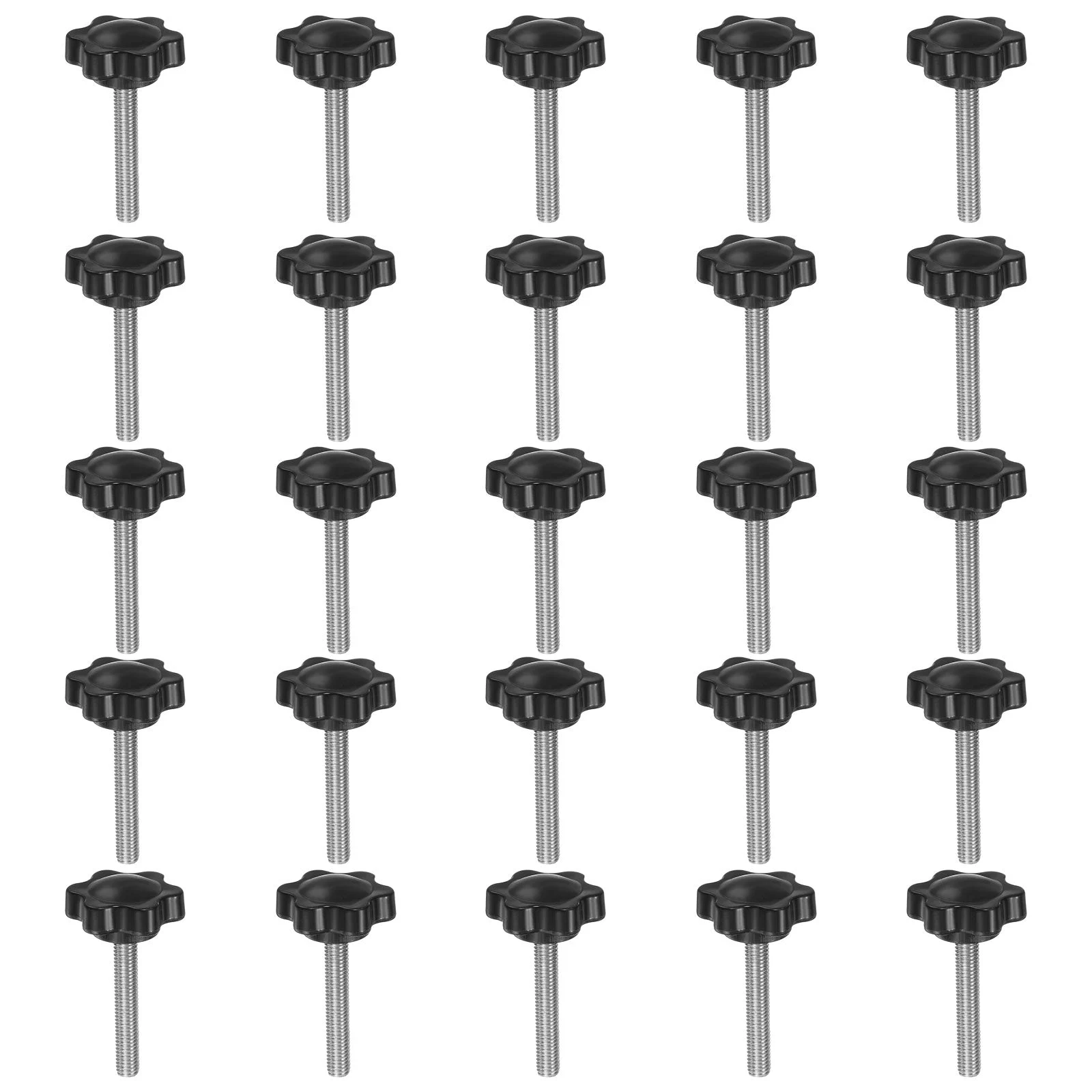 25pcs Star Knobs M5 x 30mm 304 Stainless Steel Stud 25mm 6-Star Head Thumb Screw