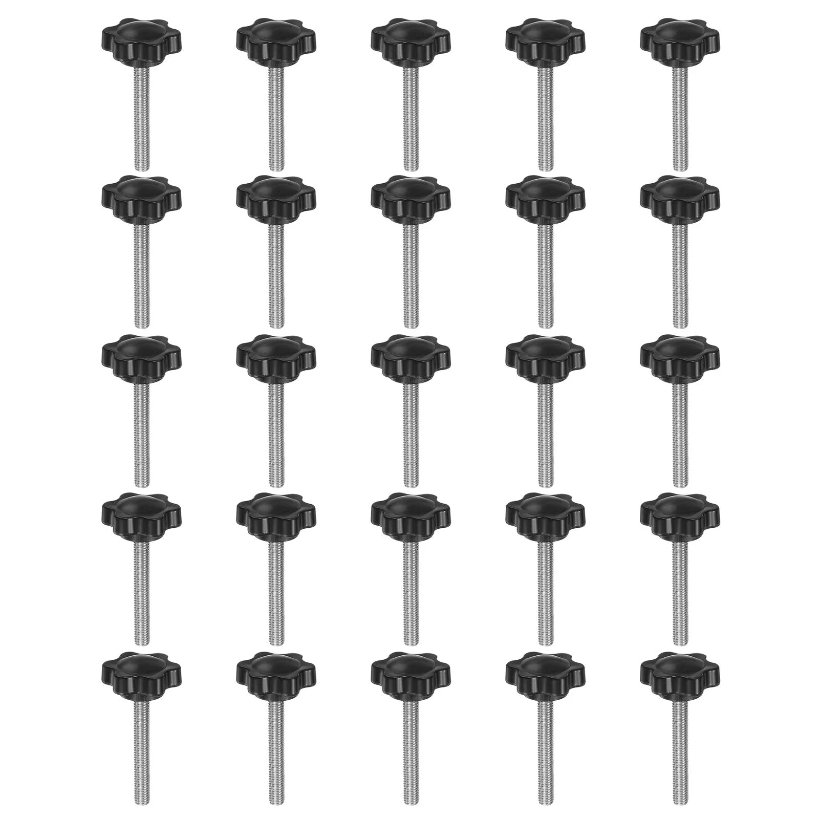 25pcs Star Knobs M5 x 35mm 304 Stainless Steel Stud 25mm 6-Star Head Thumb Screw