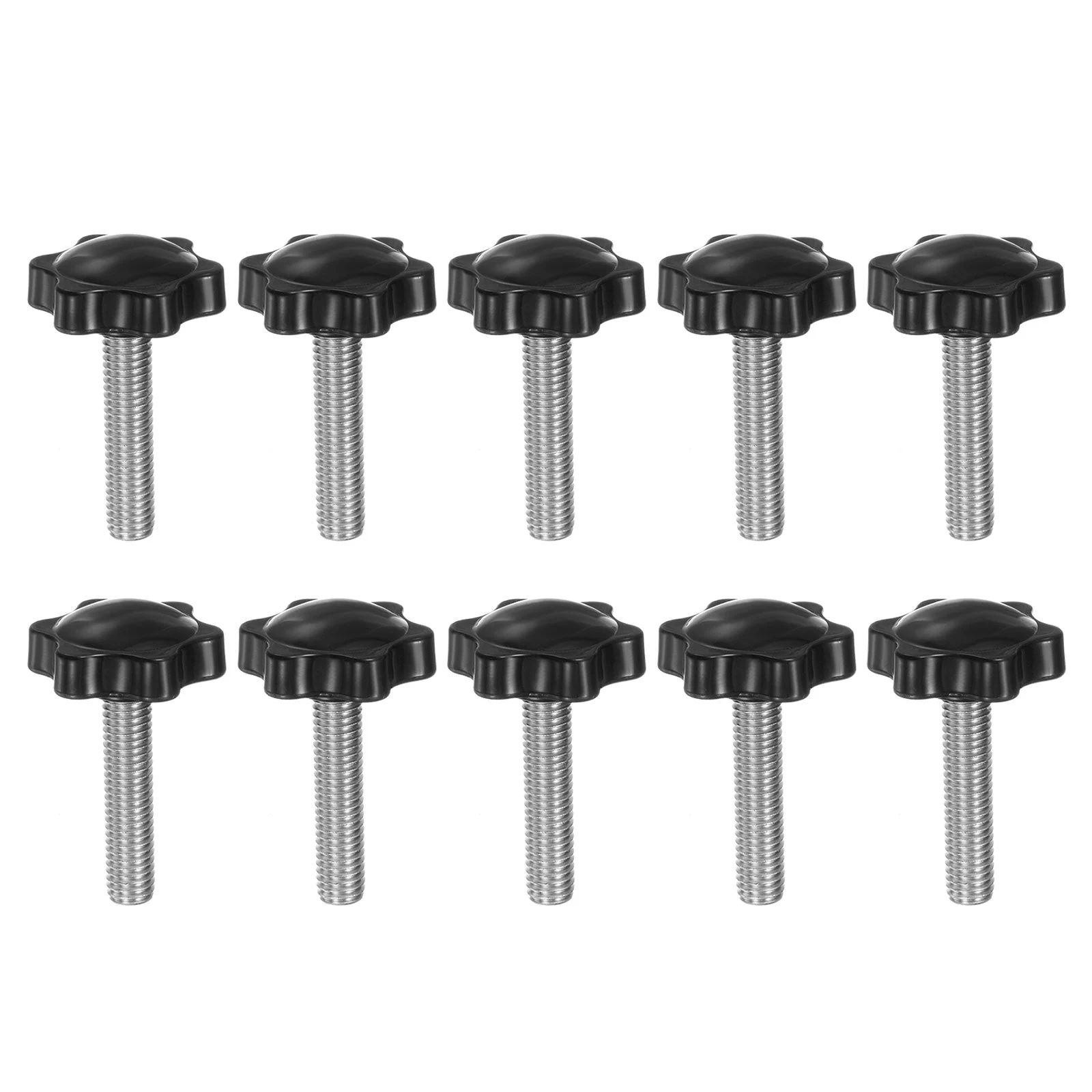10pcs Star Knobs M8 x 35mm 304 Stainless Steel Stud 32mm 6-Star Head Thumb Screw
