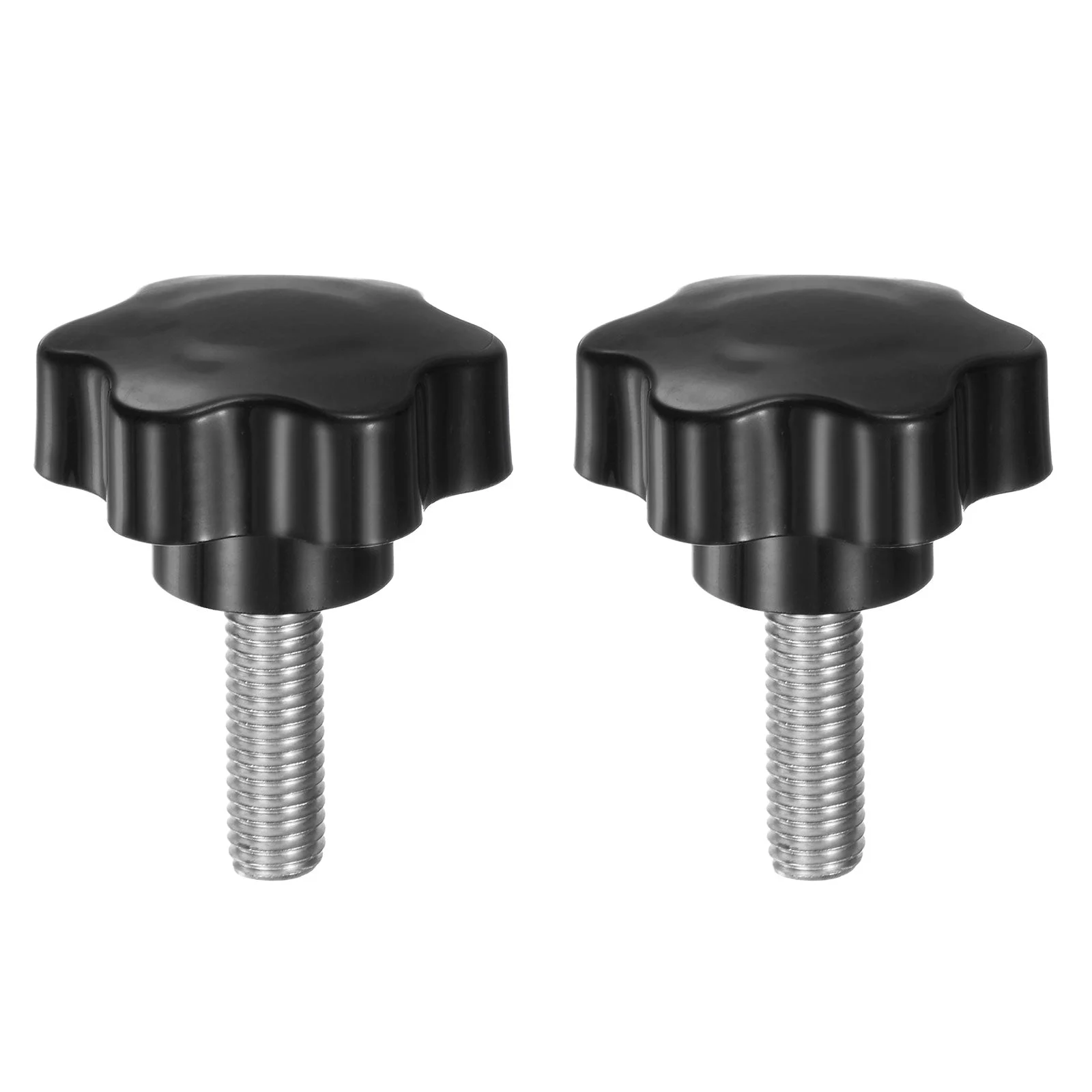 2pcs Star Knobs M10 x 32mm 304 Stainless Steel Stud 46mm 6-Star Head Thumb Screw