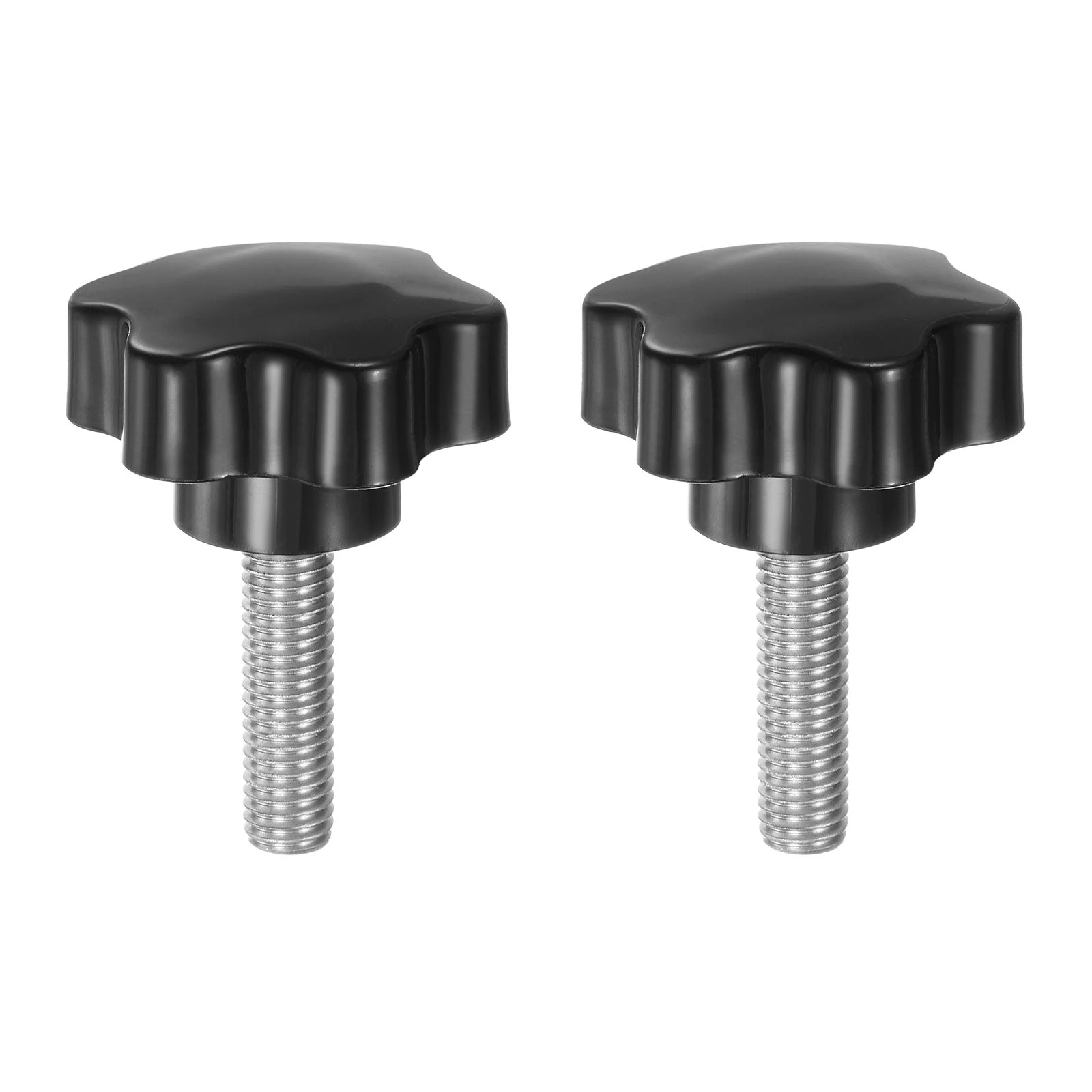 2pcs Star Knobs M10 x 35mm 304 Stainless Steel Stud 46mm 6-Star Head Thumb Screw