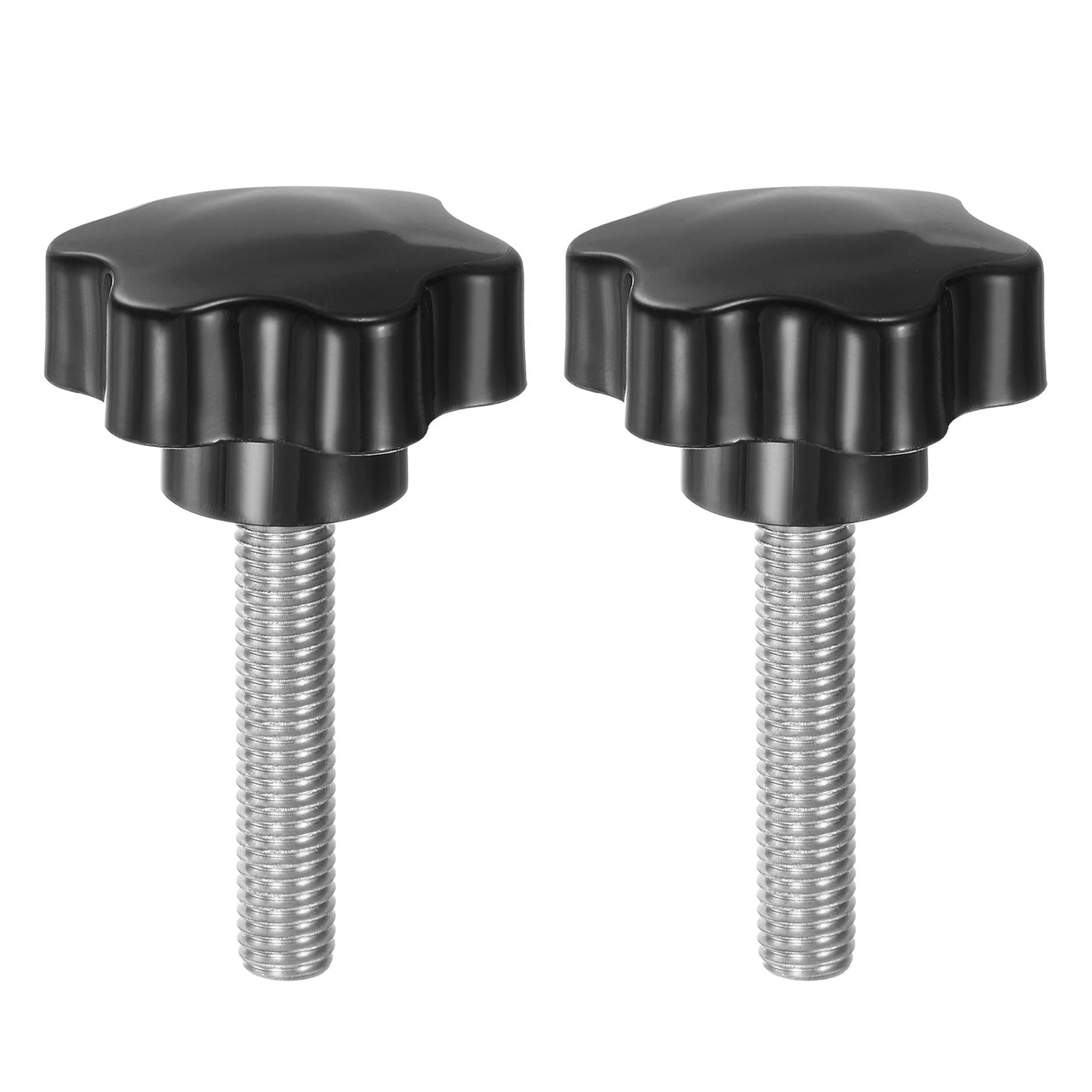2pcs Star Knobs M10 x 50mm 304 Stainless Steel Stud 46mm 6-Star Head Thumb Screw