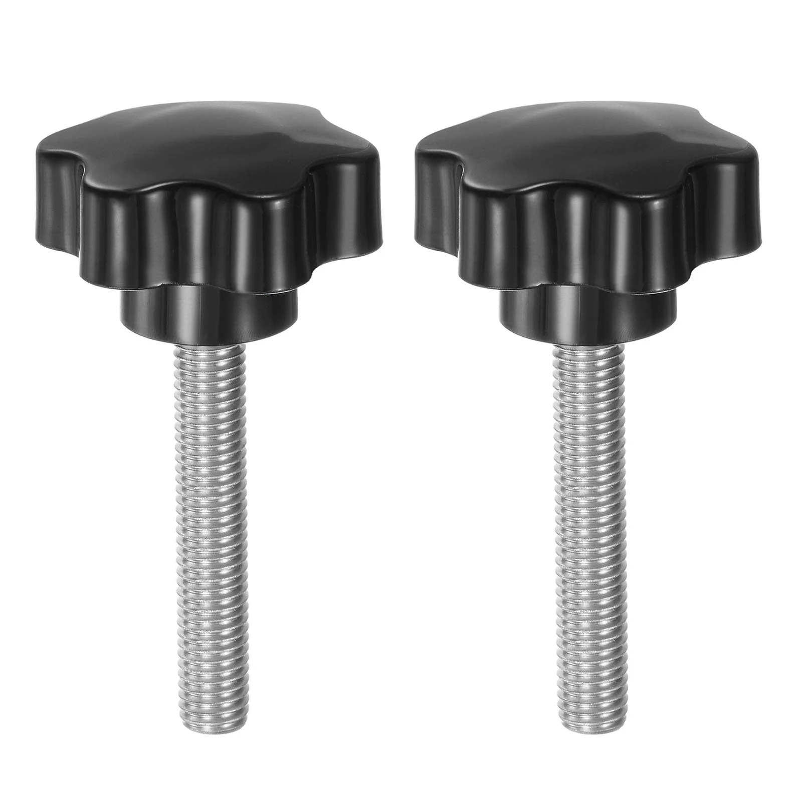 2pcs Star Knobs M10 x 60mm 304 Stainless Steel Stud 46mm 6-Star Head Thumb Screw