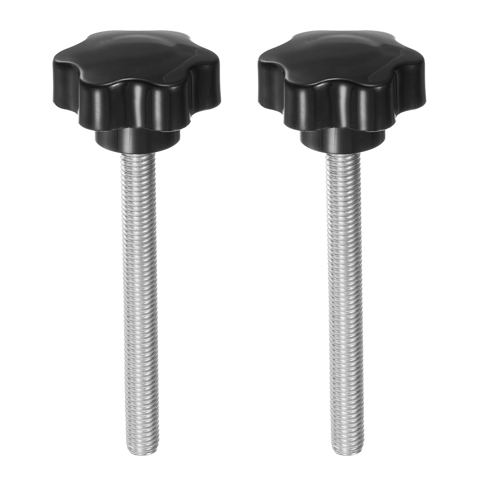 2pcs Star Knob M10 x 100mm 304 Stainless Steel Stud 46mm 6-Star Head Thumb Screw