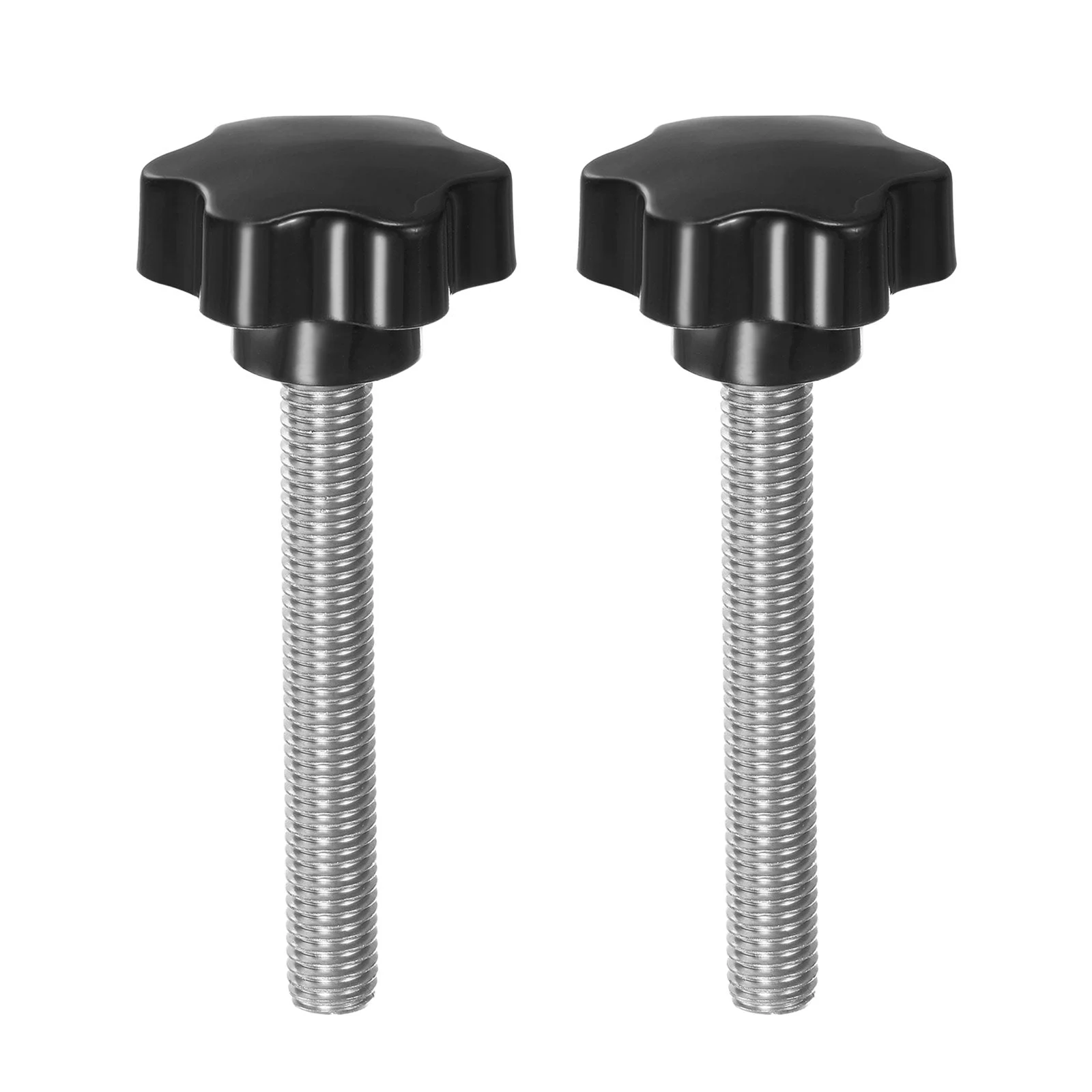 2pcs Star Knob M12 x 100mm 304 Stainless Steel Stud 46mm 6-Star Head Thumb Screw