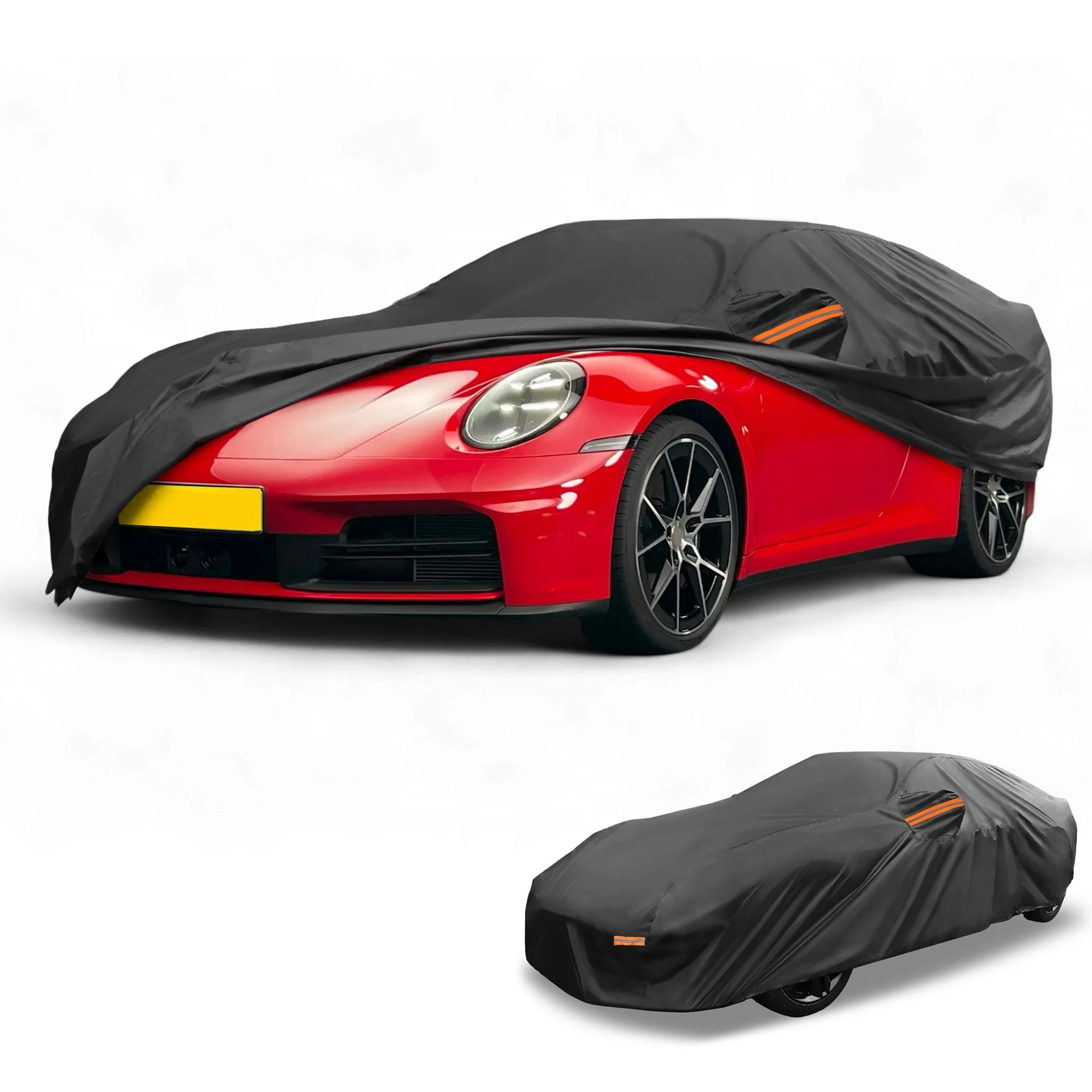 Car Cover Waterproof All Weather for Porsche 911 Black 210D-PU with Zipper