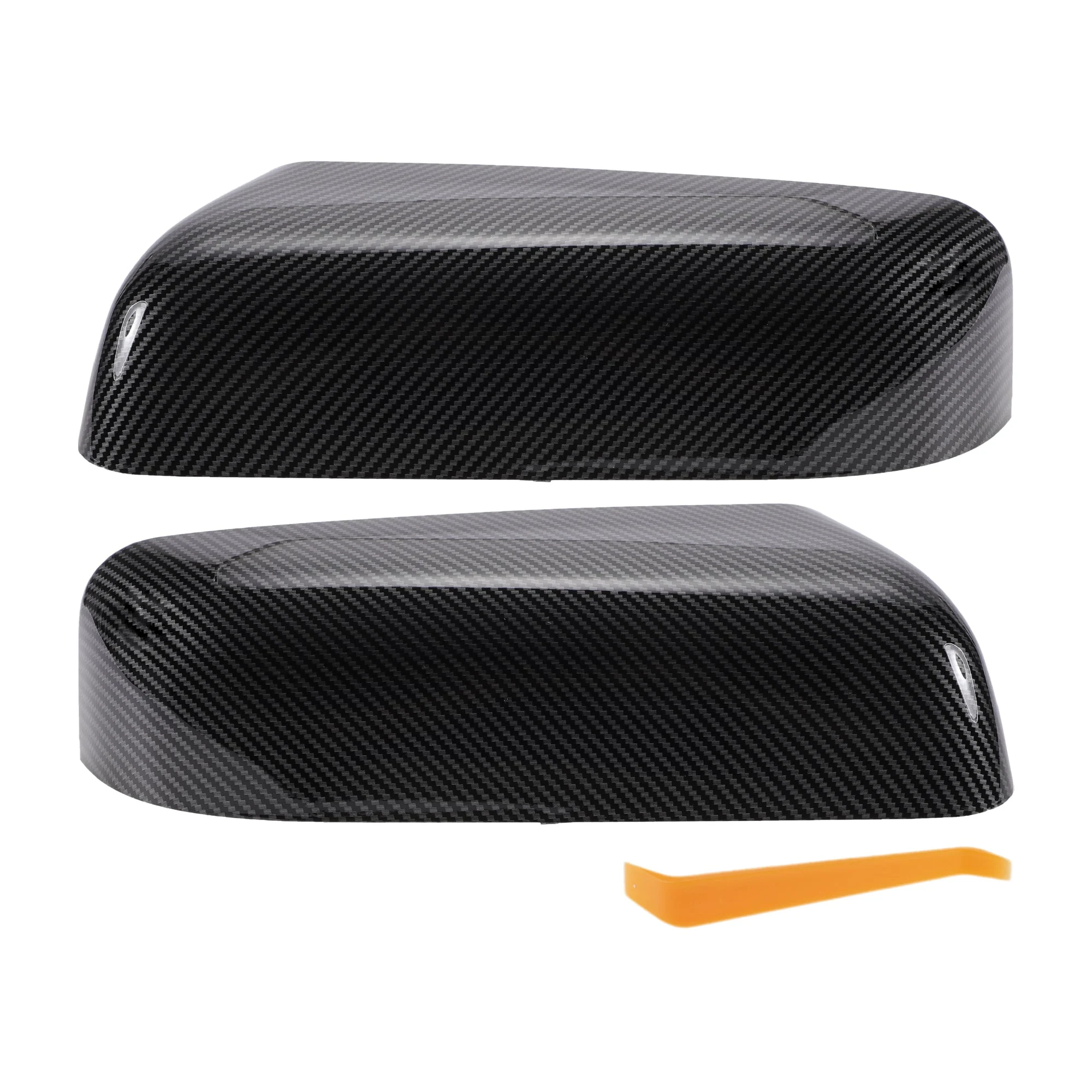 1 Set Left Right Rearview Mirror Cover Cap Black Carbon Fiber for Ford F-150