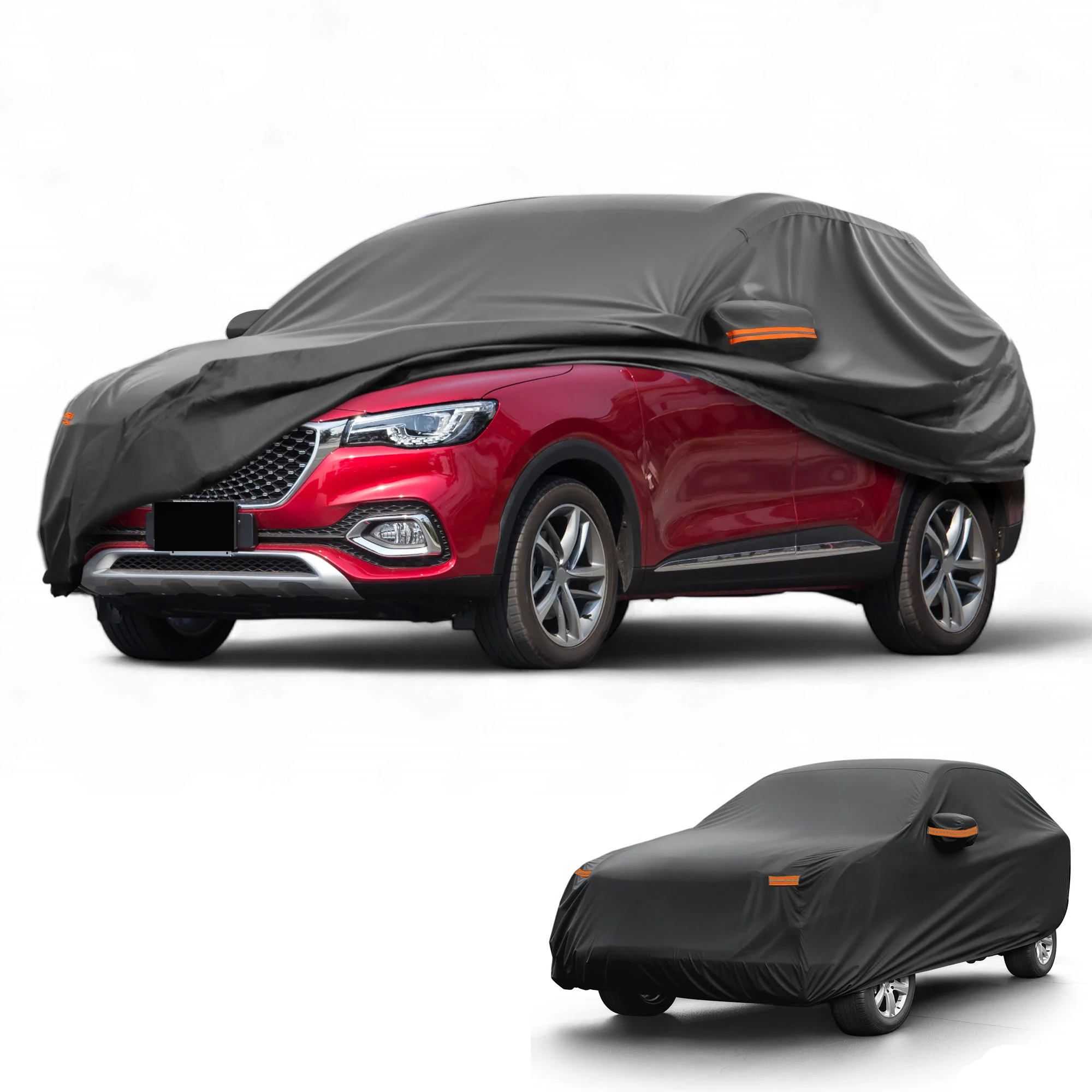 Car Cover Waterproof All Weather for MG HS 2018-2023 Black 210D-PU with Zippers
