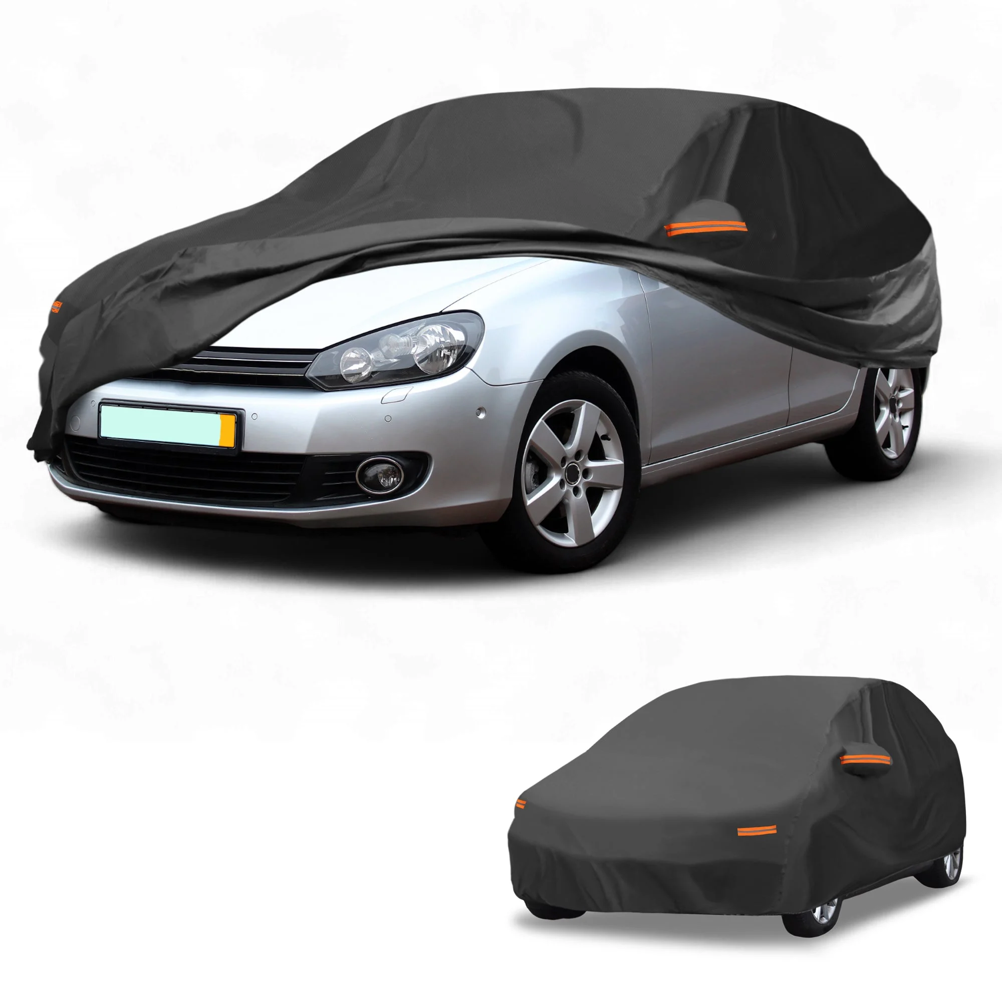 Car Cover Waterproof All Weather for Volkswagen Golf 2003-2022 Black 210D-PU