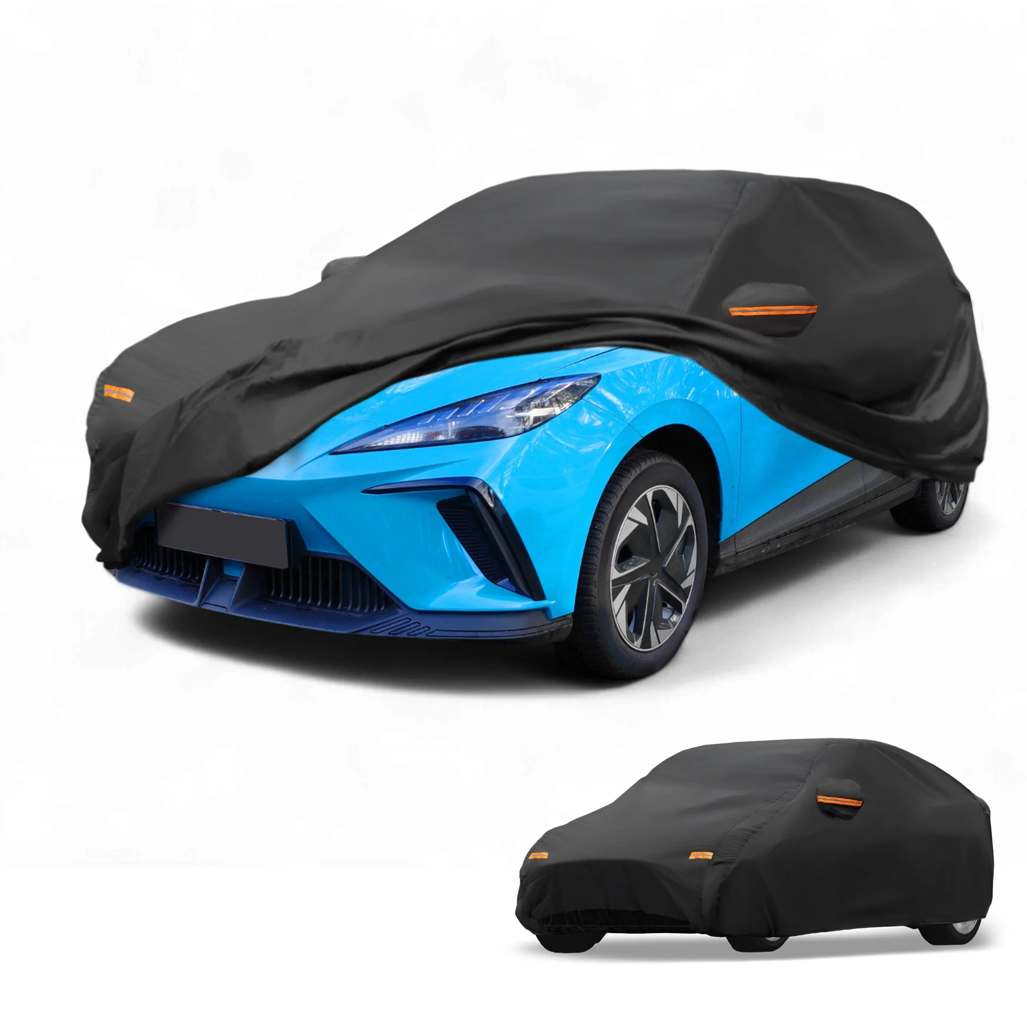 All-Weather Waterproof Car Cover - UV-Resistant Outdoor Full Exterior Protection for MG4 Aluminum Film Black with Right Side Zipper