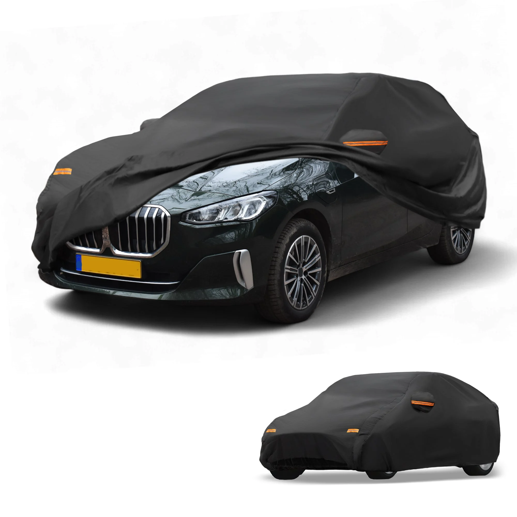 All-Weather Waterproof Car Cover - UV-Resistant Outdoor Full Exterior Protection for BMW 2 Series Aluminum Film Black with Right Side Zipper