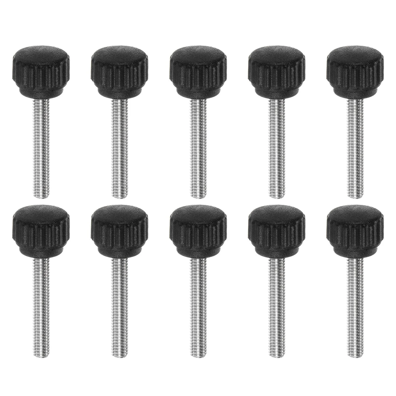 10pcs Knurled Clamping Knob Thumb Screws M4 x 25mm Metric Thread 13mm Matte Head