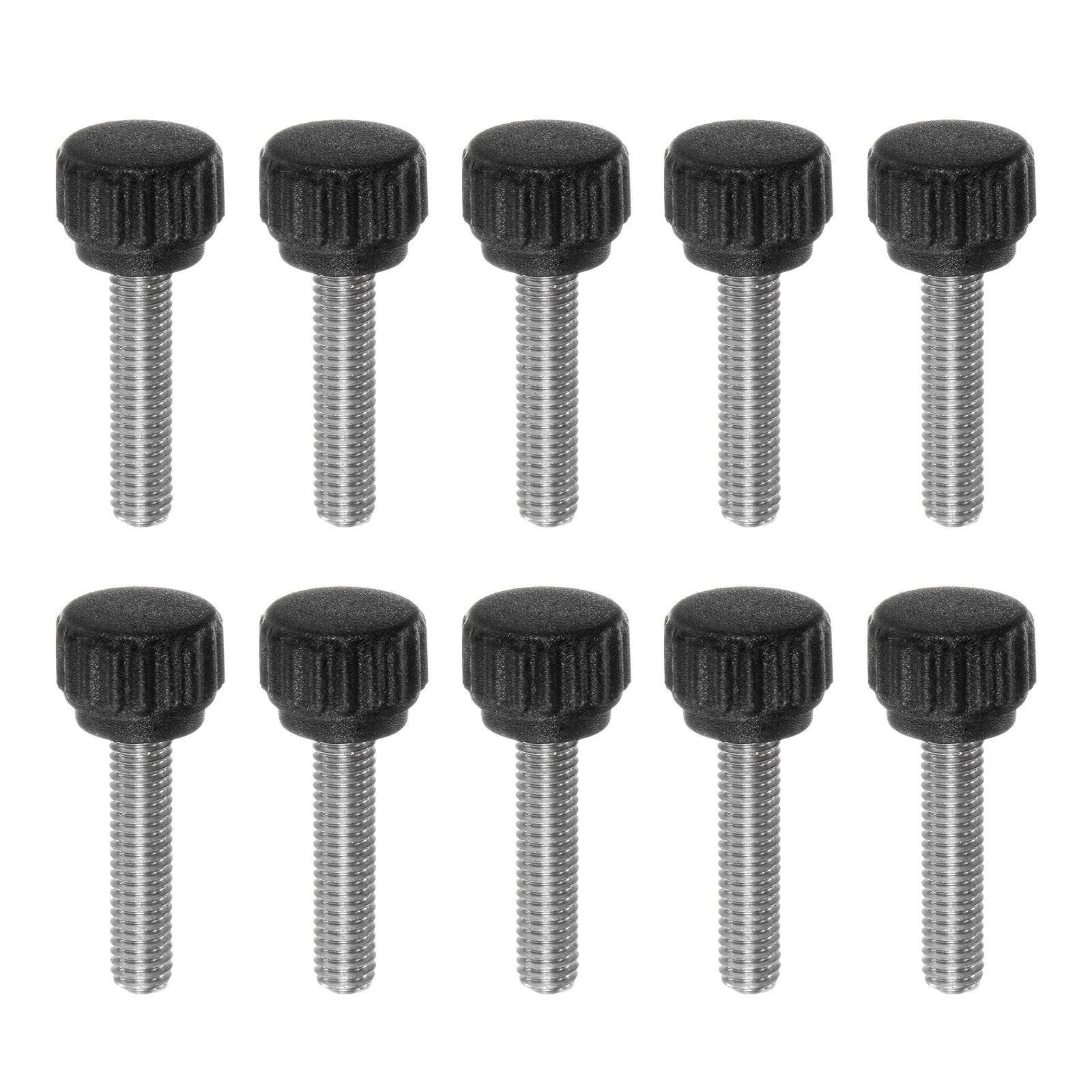 10pcs Knurled Clamping Knob Thumb Screws M5 x 20mm Metric Thread 13mm Matte Head