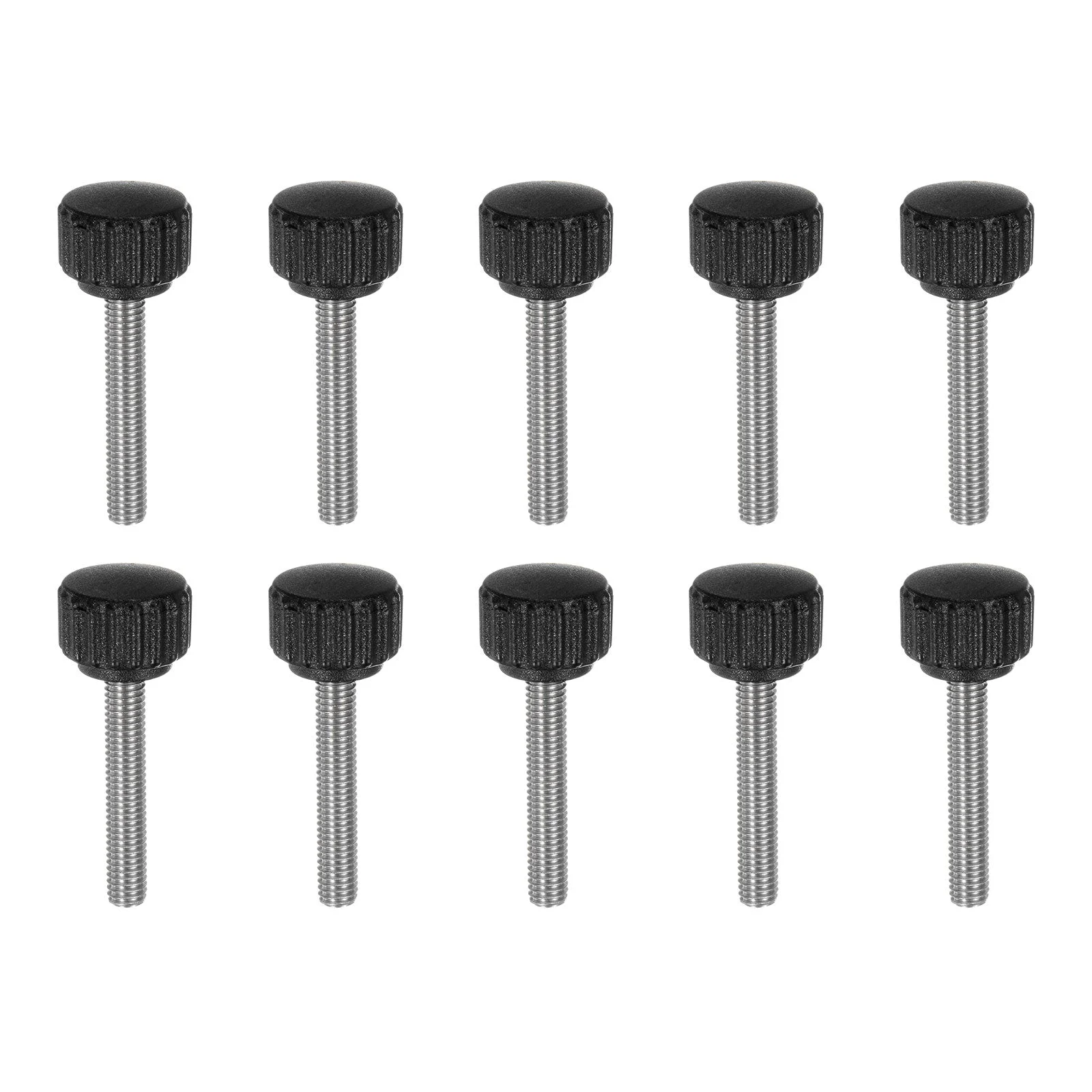 10pcs Knurled Clamping Knob Thumb Screws M5 x 30mm Metric Thread 16mm Matte Head