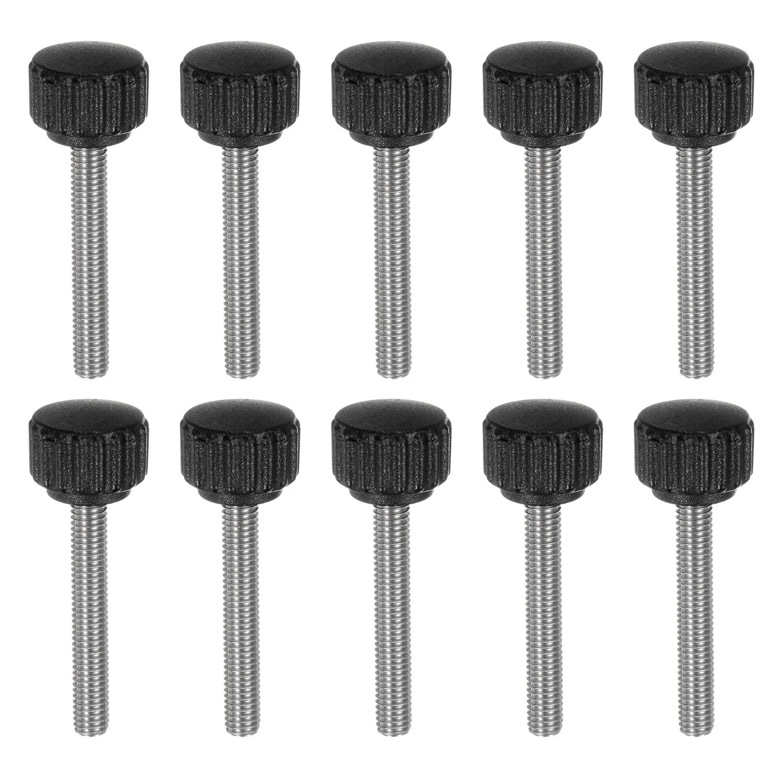 10pcs Knurled Clamping Knob Thumb Screws M5 x 35mm Metric Thread 16mm Matte Head