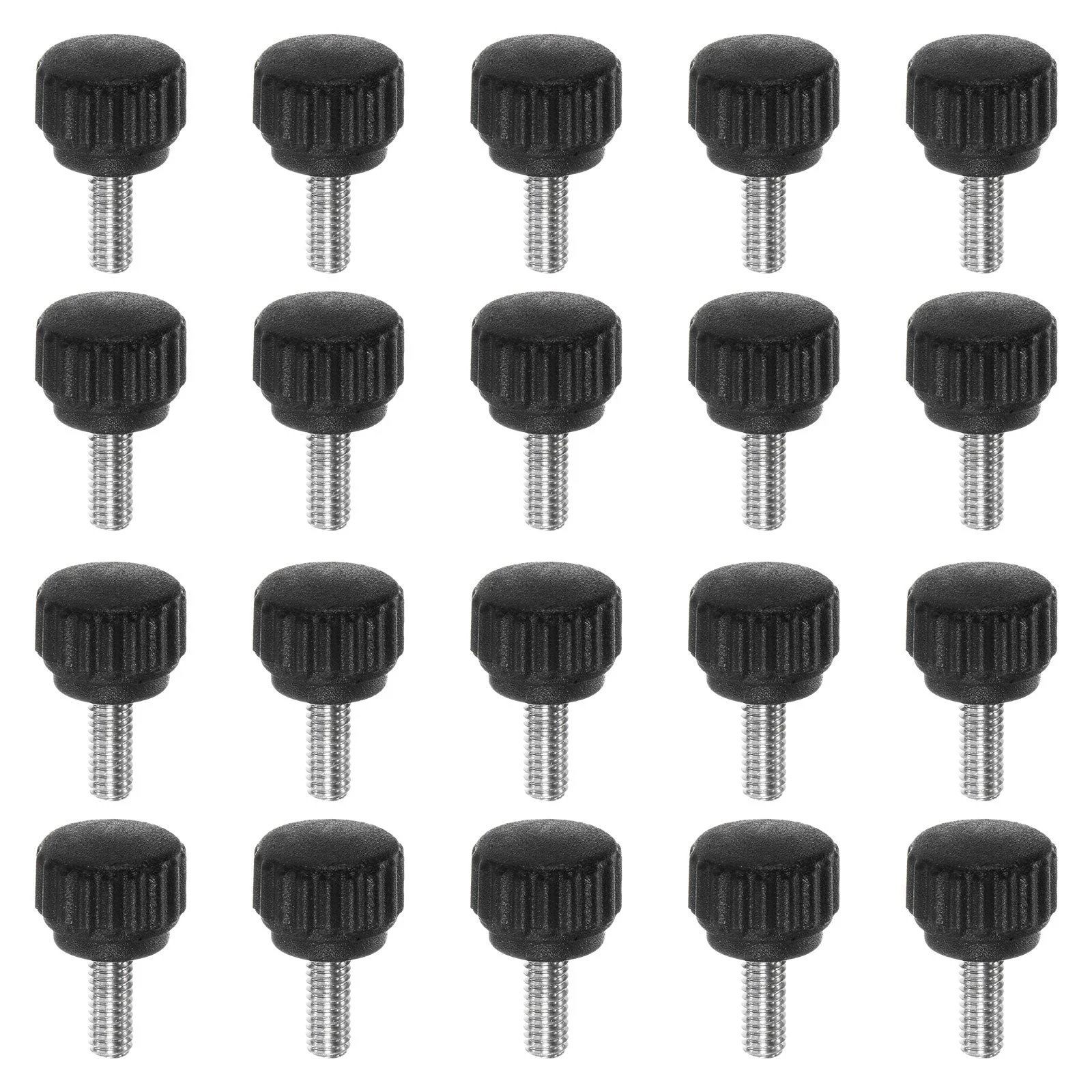 20pcs Knurled Clamping Knob Thumb Screws M4 x 10mm Metric Thread 13mm Matte Head