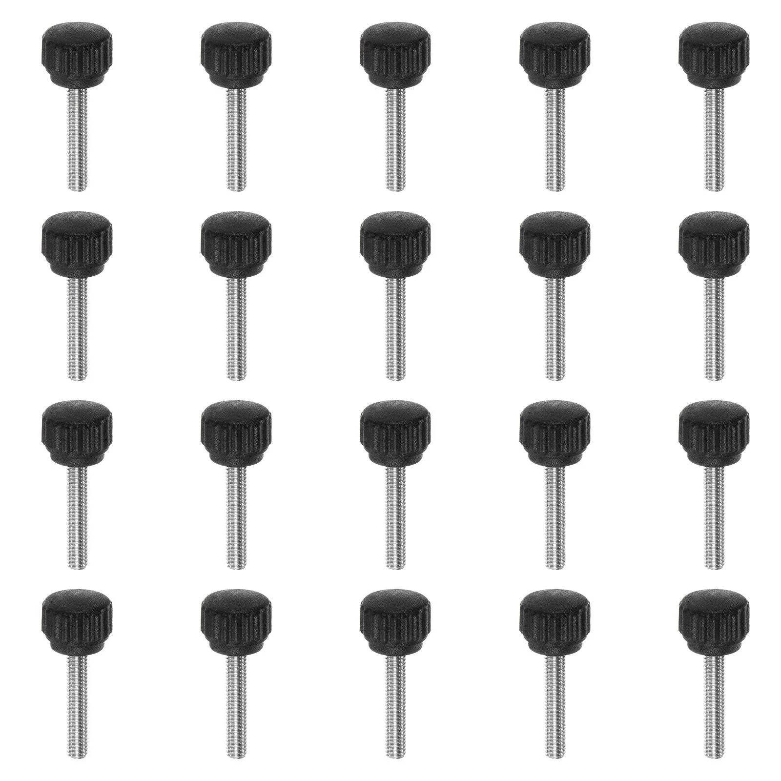 20pcs Knurled Clamping Knob Thumb Screws M4 x 20mm Metric Thread 13mm Matte Head