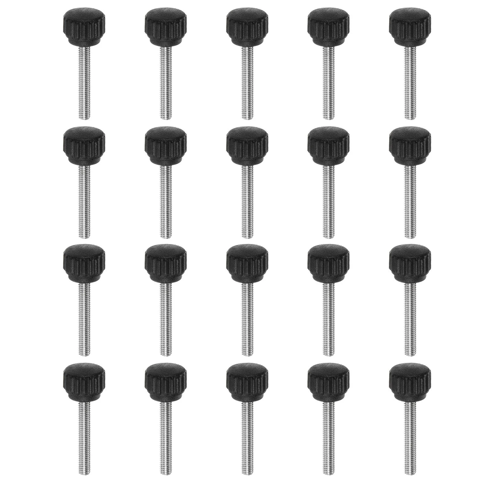 20pcs Knurled Clamping Knob Thumb Screws M4 x 25mm Metric Thread 13mm Matte Head
