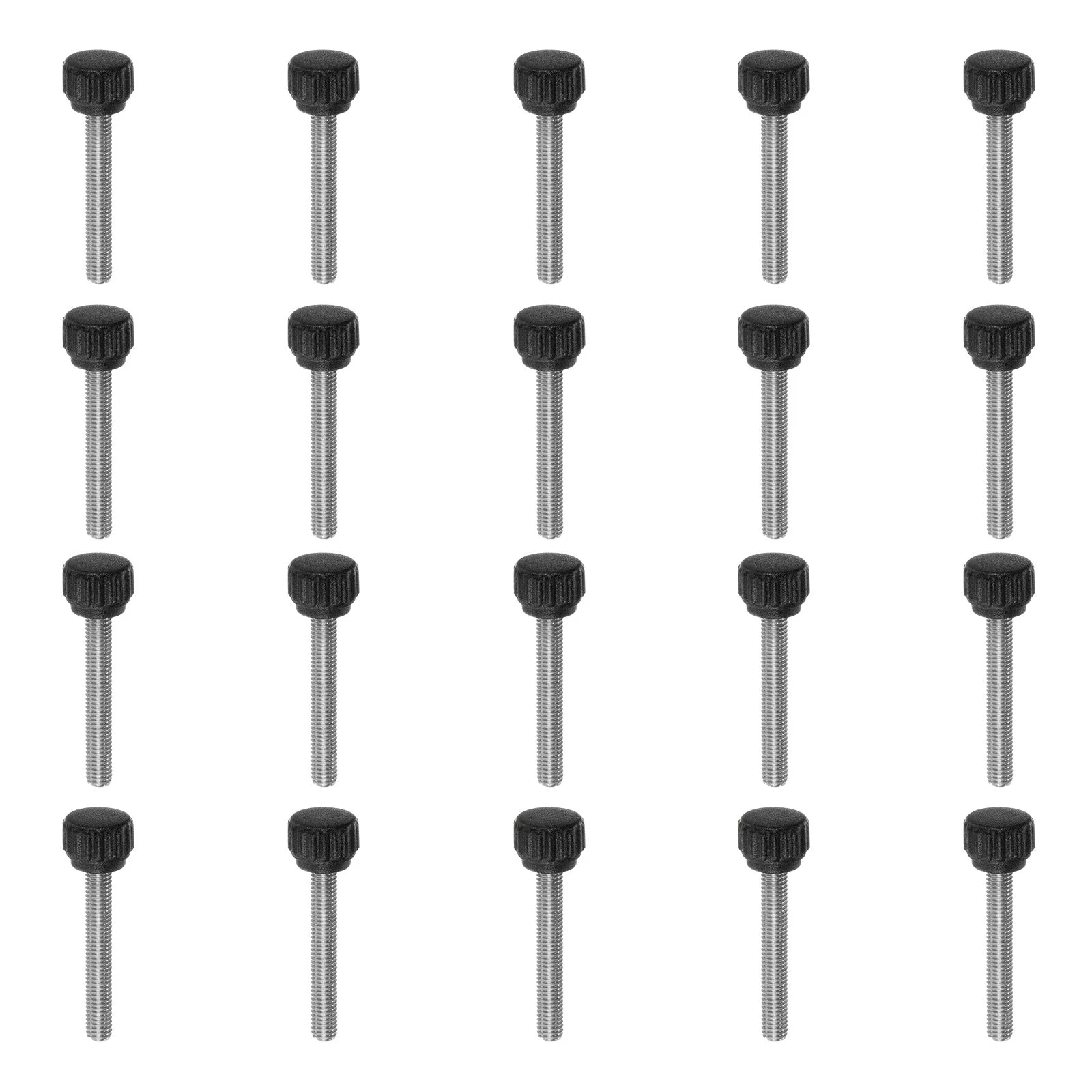 20pcs Knurled Clamping Knob Thumb Screws M5 x 40mm Metric Thread 13mm Matte Head
