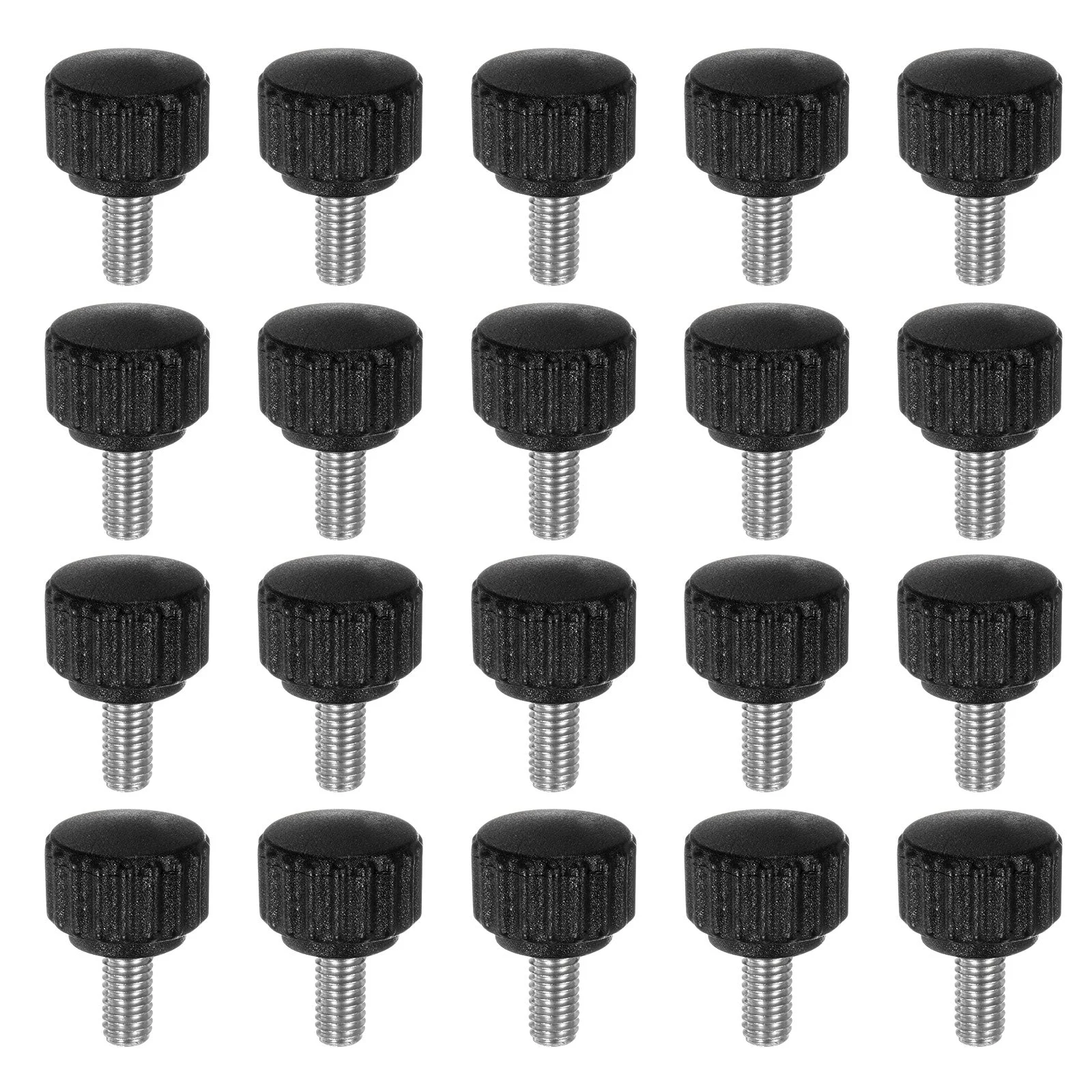 20pcs Knurled Clamping Knob Thumb Screws M5 x 10mm Metric Thread 16mm Matte Head