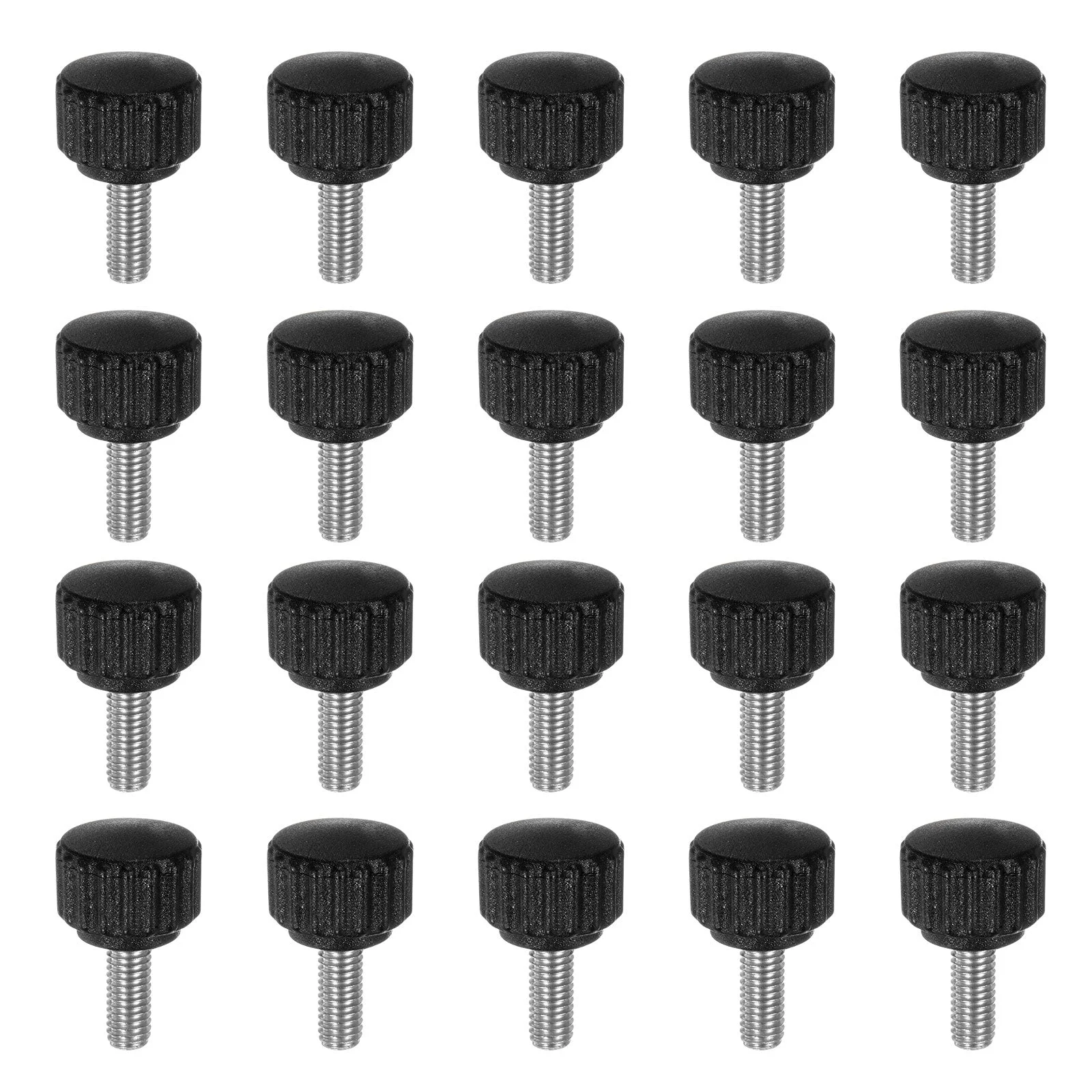 20pcs Knurled Clamping Knob Thumb Screws M5 x 12mm Metric Thread 16mm Matte Head