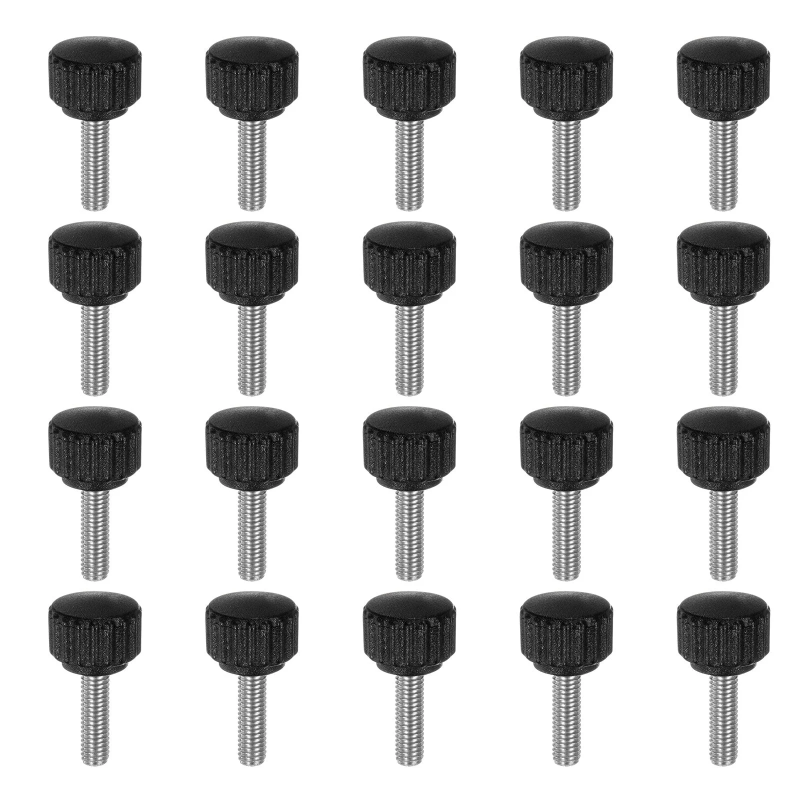20pcs Knurled Clamping Knob Thumb Screws M5 x 20mm Metric Thread 16mm Matte Head