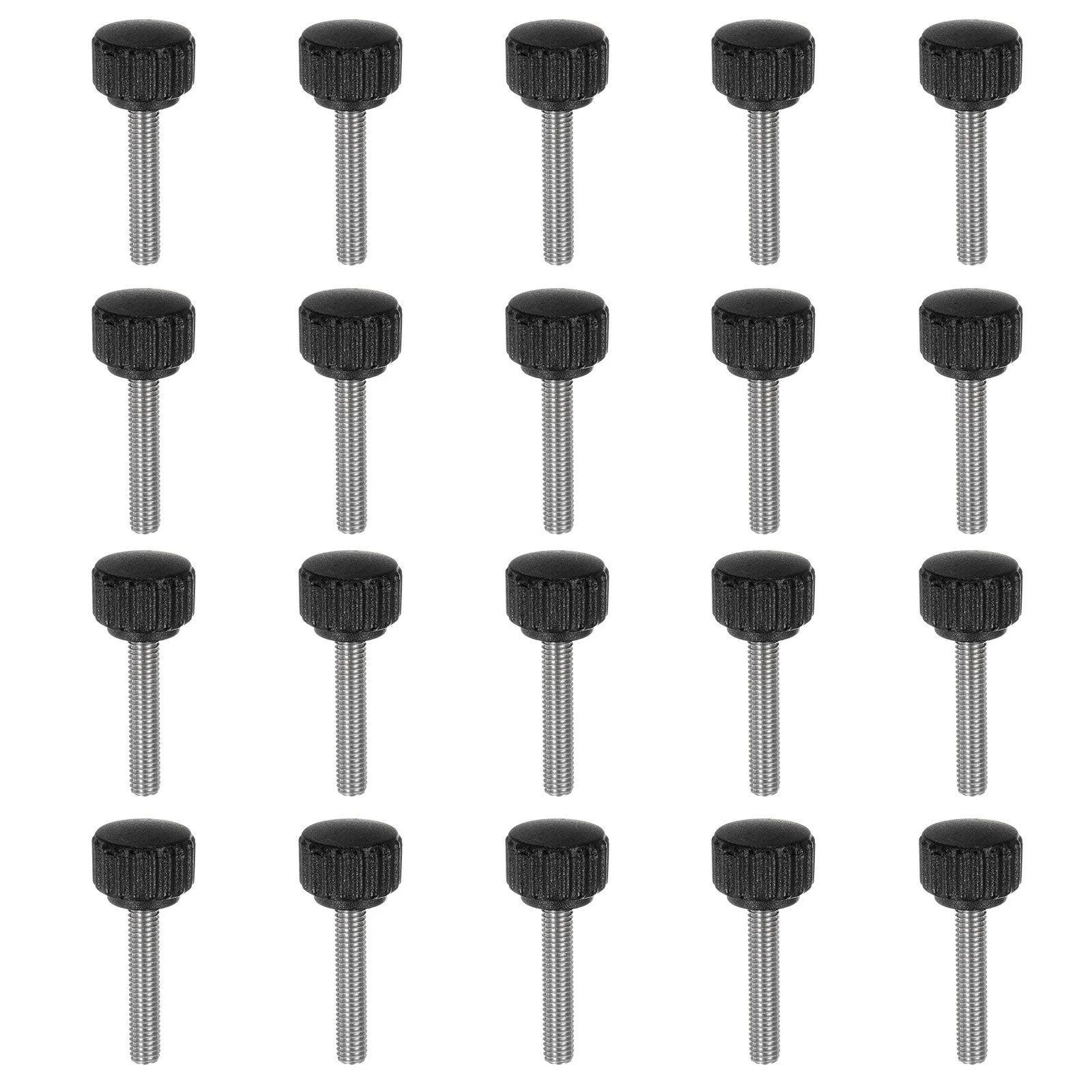 20pcs Knurled Clamping Knob Thumb Screws M5 x 25mm Metric Thread 16mm Matte Head
