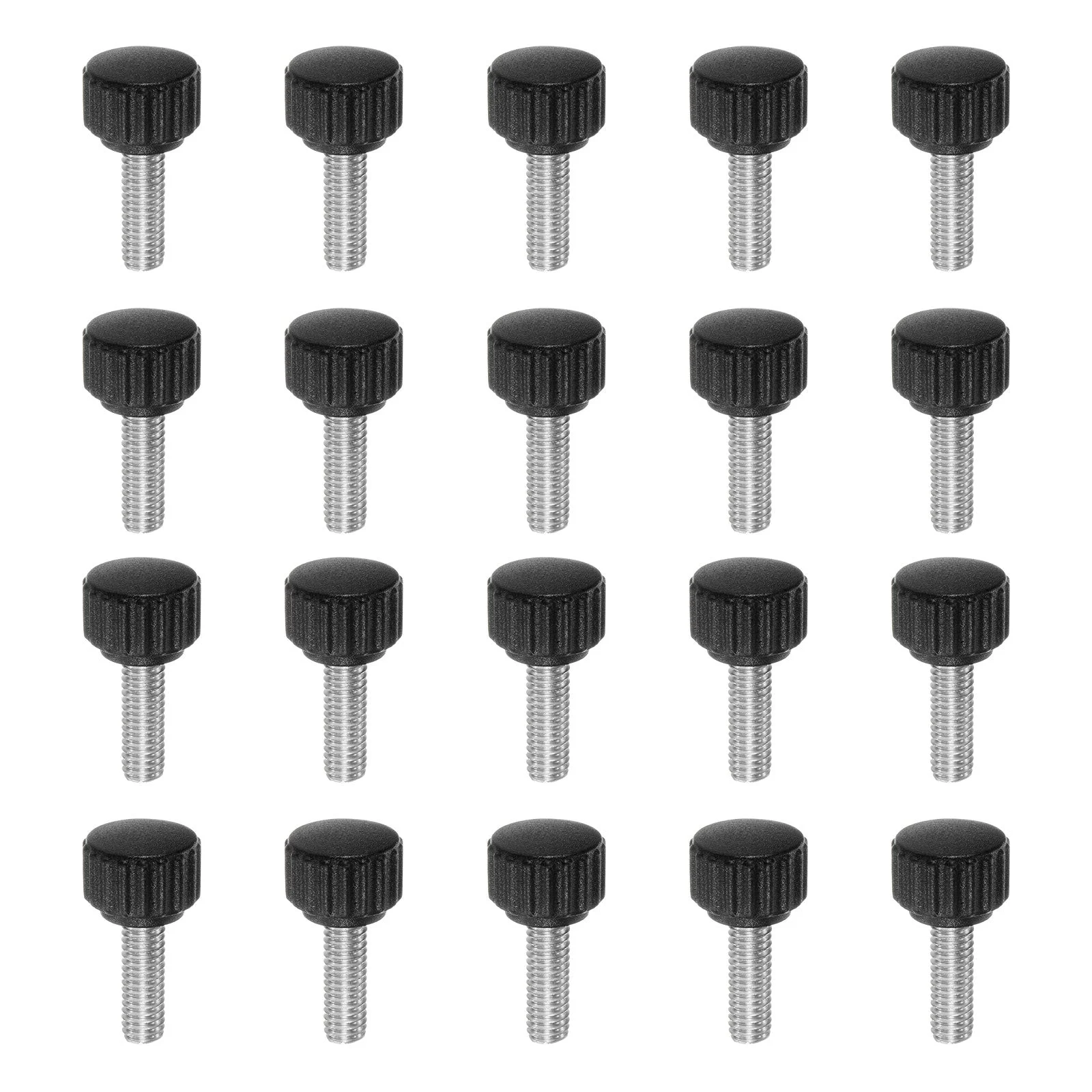 20pcs Knurled Clamping Knob Thumb Screws M6 x 10mm Metric Thread 16mm Matte Head