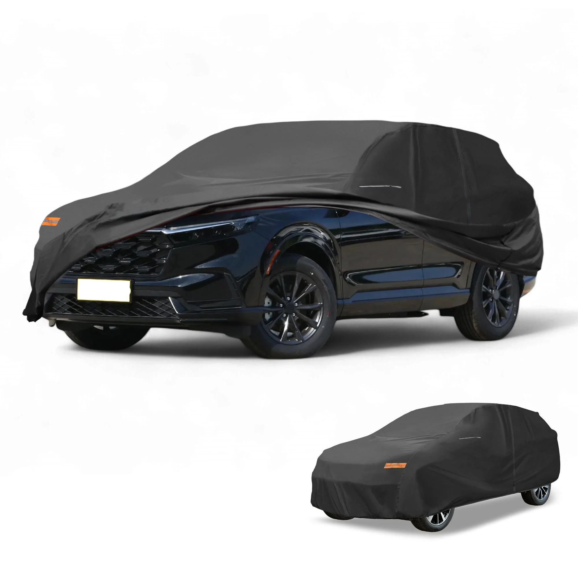 Car Cover Waterproof All Weather 210D-PU, UV Sun Rain Protection, for Honda CRV, with Left Side Zipper & Mirror Pockets, Black