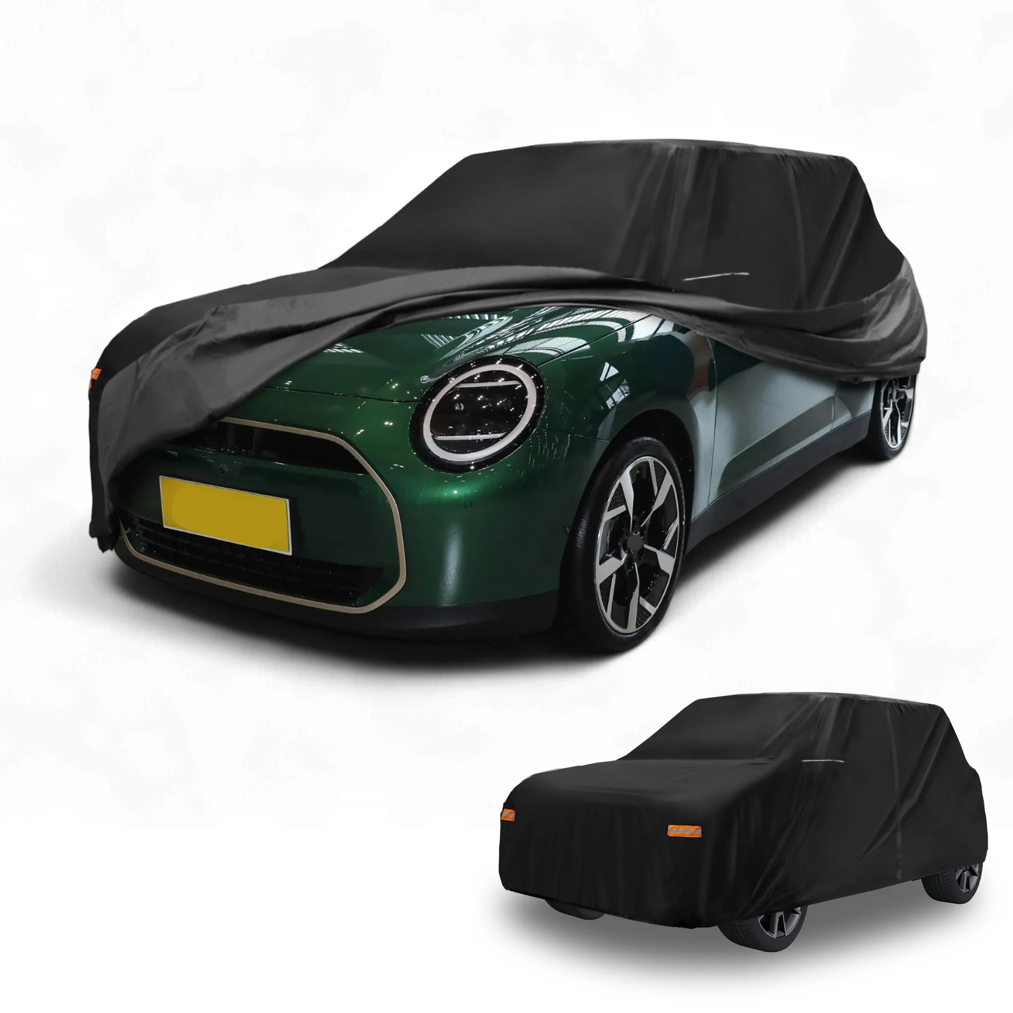 Car Cover Waterproof All Weather 210D-PU, UV Sun Rain Protection, for Mini Cooper 2DR, with Left Side Zipper & Mirror Pockets, Black