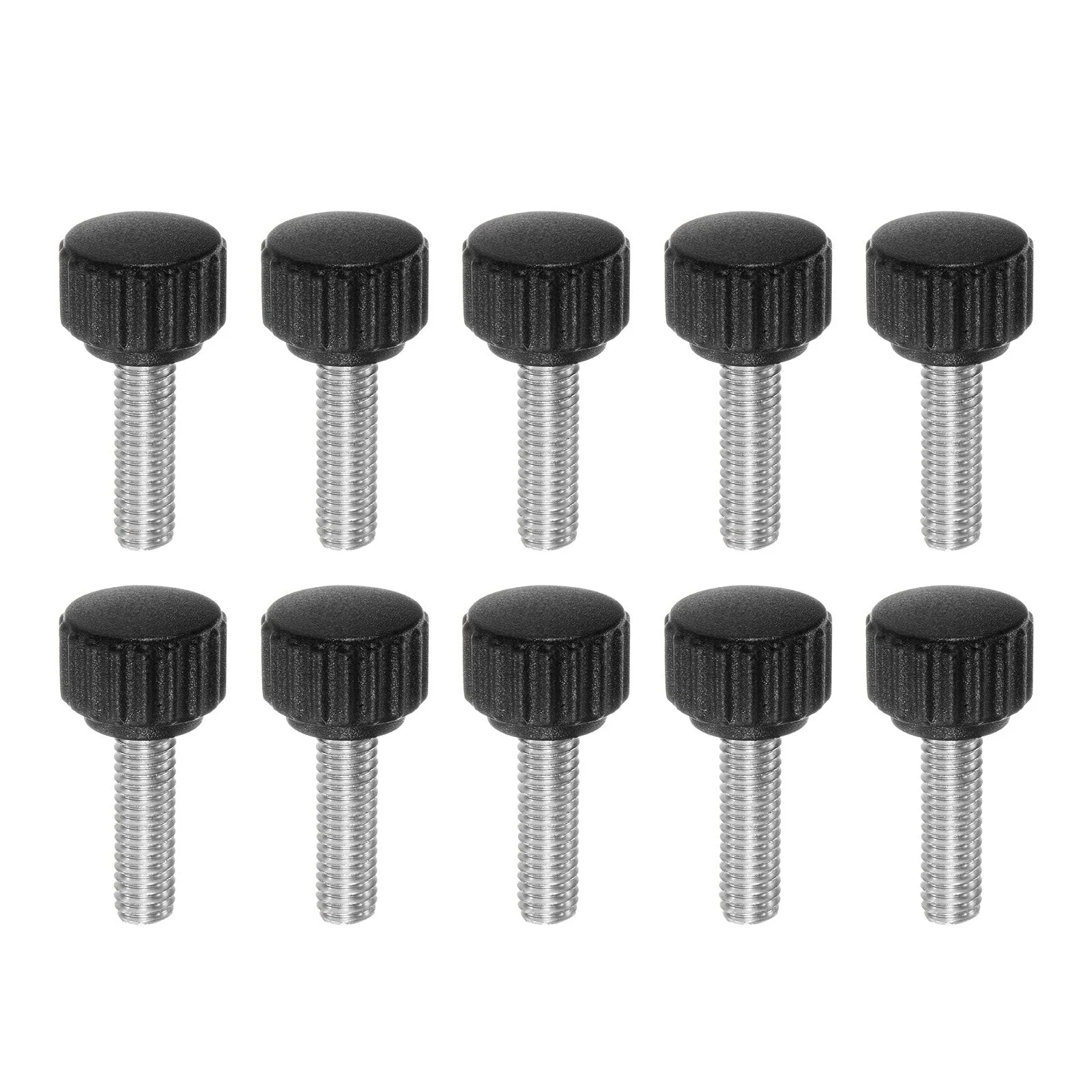 10pcs Knurled Clamping Knob Thumb Screws M6 x 12mm Metric Thread 16mm Matte Head