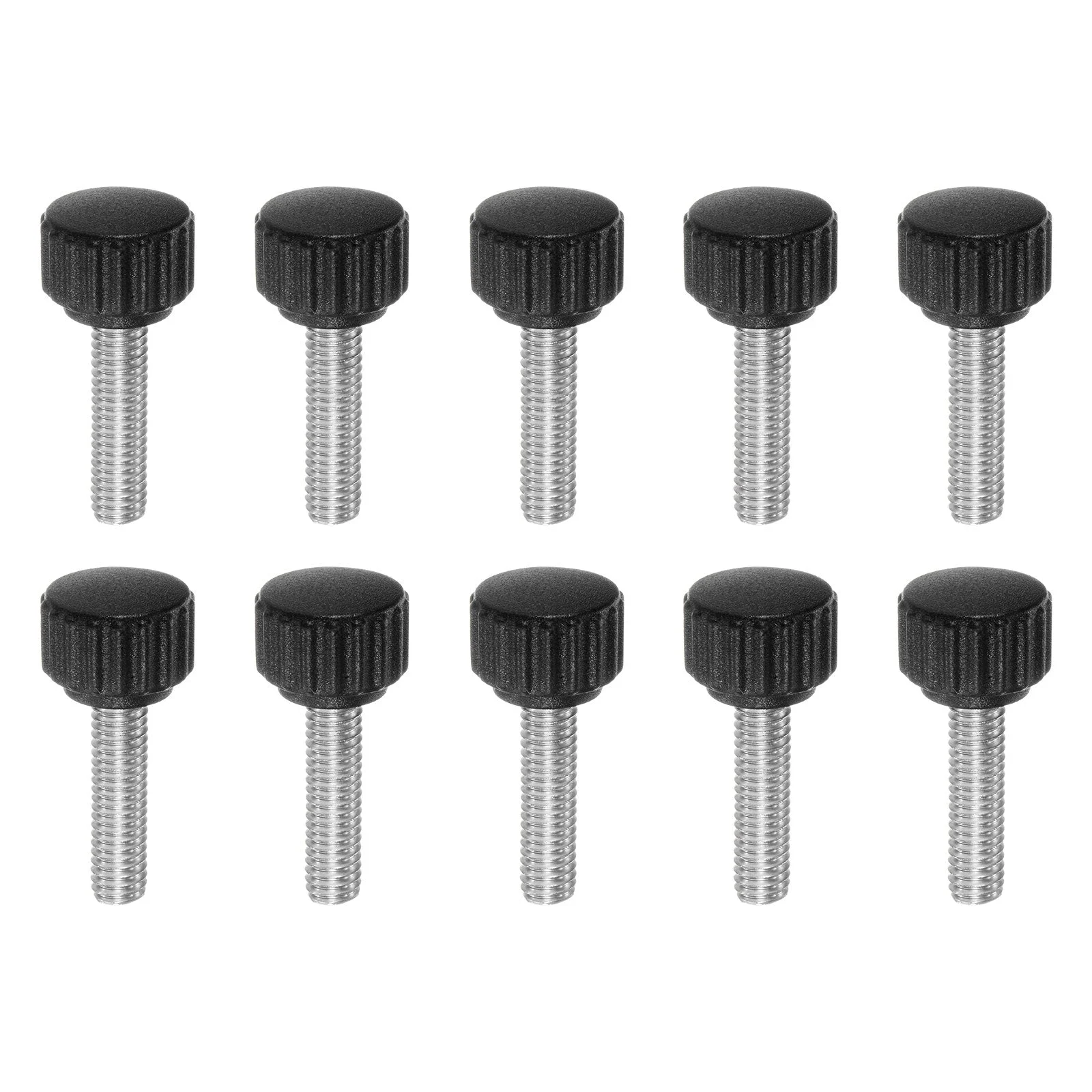 10pcs Knurled Clamping Knob Thumb Screws M6 x 16mm Metric Thread 16mm Matte Head