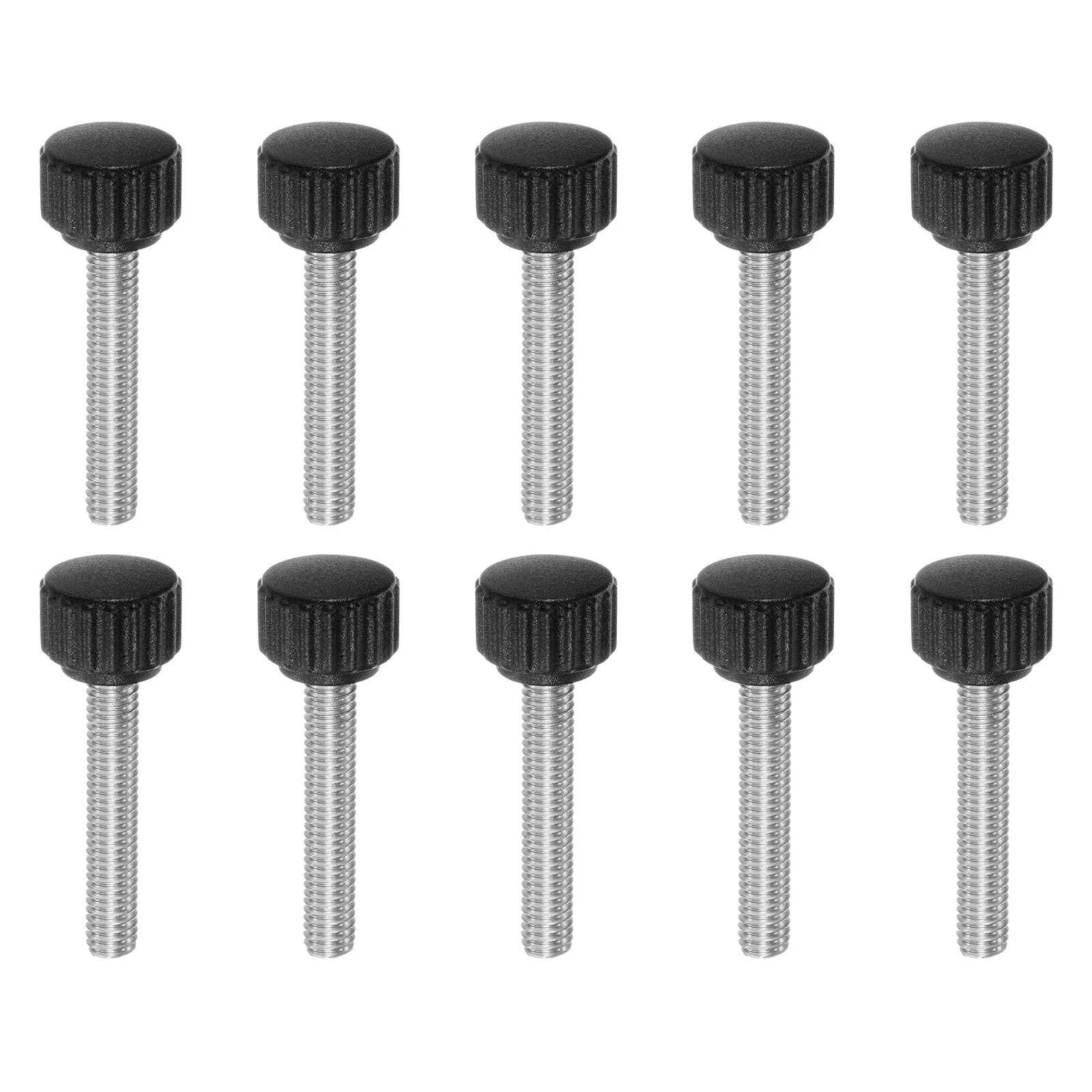 10pcs Knurled Clamping Knob Thumb Screws M6 x 30mm Metric Thread 16mm Matte Head